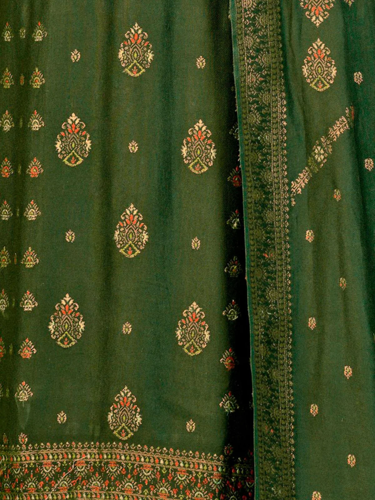 Odette Green Embroidered Viscose Semi Stitched Kurta Set For Women - Image 4