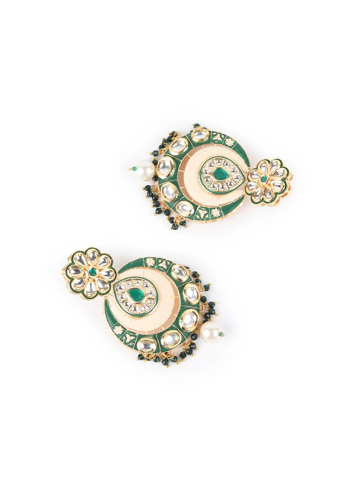 Odette Green Faux Pearls Embellished Kundan Neck Piece For Women - Image 6