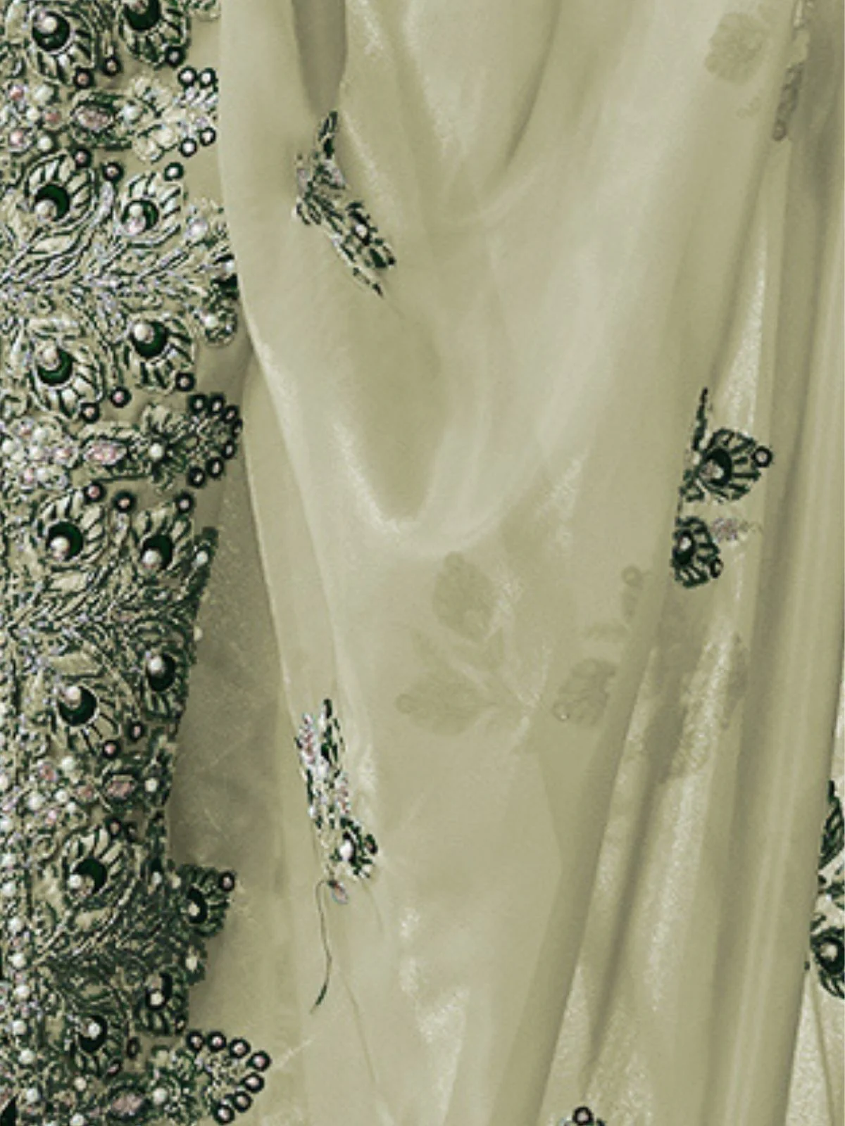 Odette Green Georgette Embellished Elegant Saree For Women - Image 4