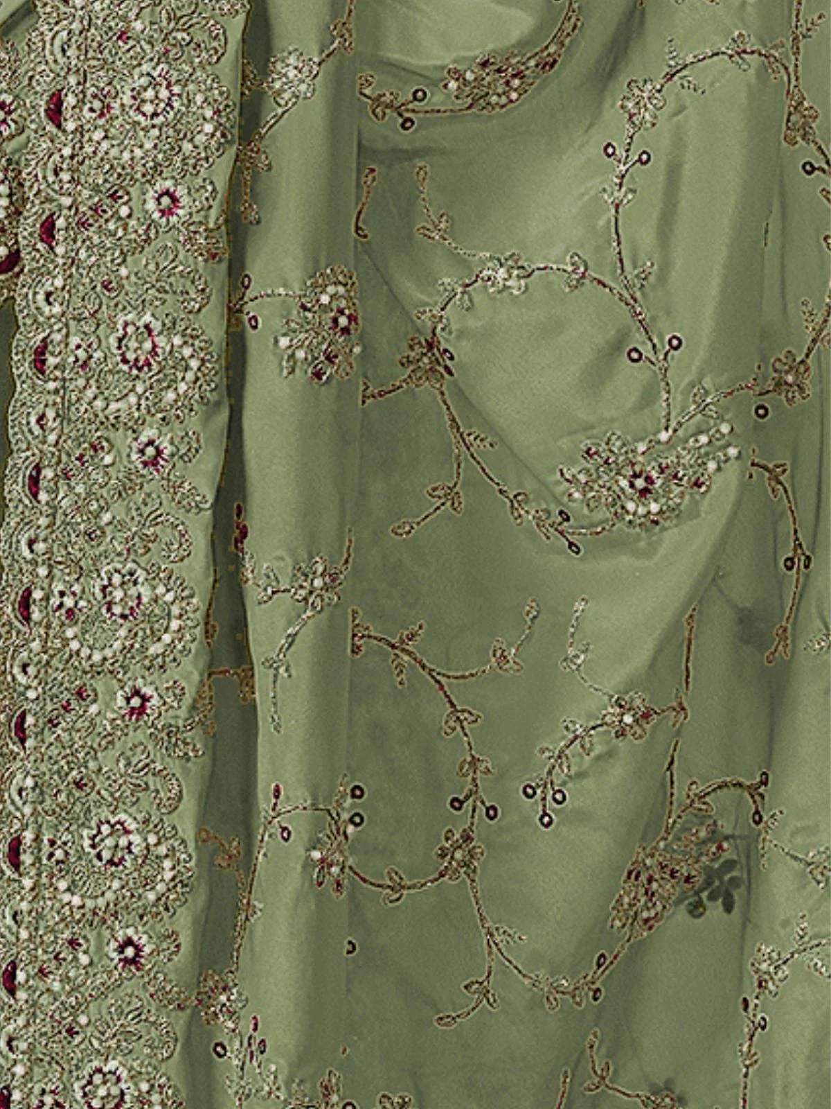 Odette Green Georgette Embellished Elegant Saree For Women - Image 4