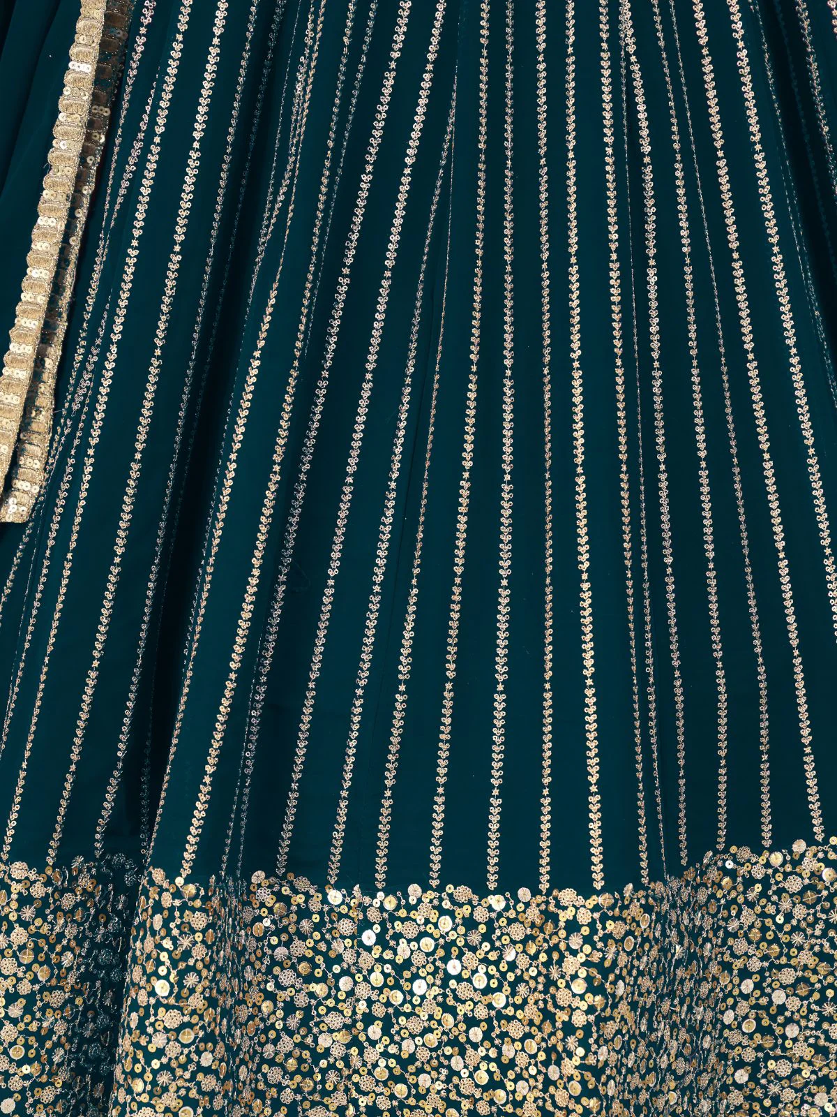 Odette Green Georgette Embellished Semi Stitched Lehenga With Unstitched Blouse For Women - Image 7