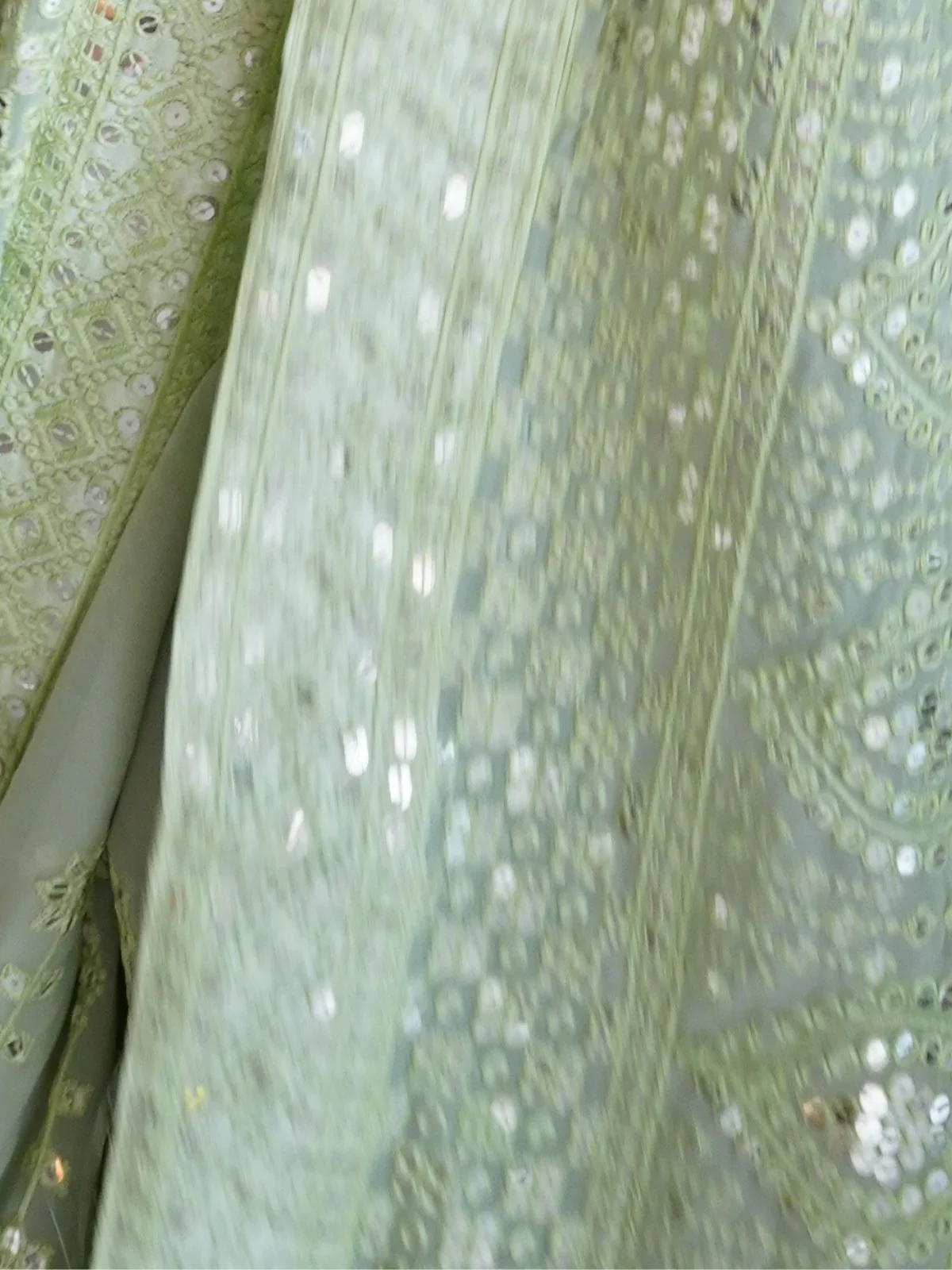 Odette Green Georgette Embroidered Saree With Unstitched Blouse For Women - Image 7
