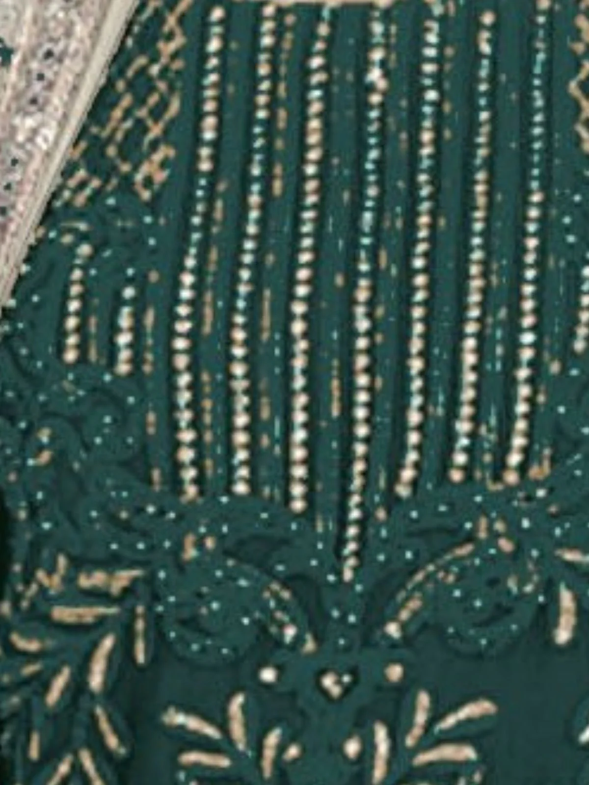 Odette Green Georgette Embroidered Semi-Stitched Kurta set for Women - Image 3