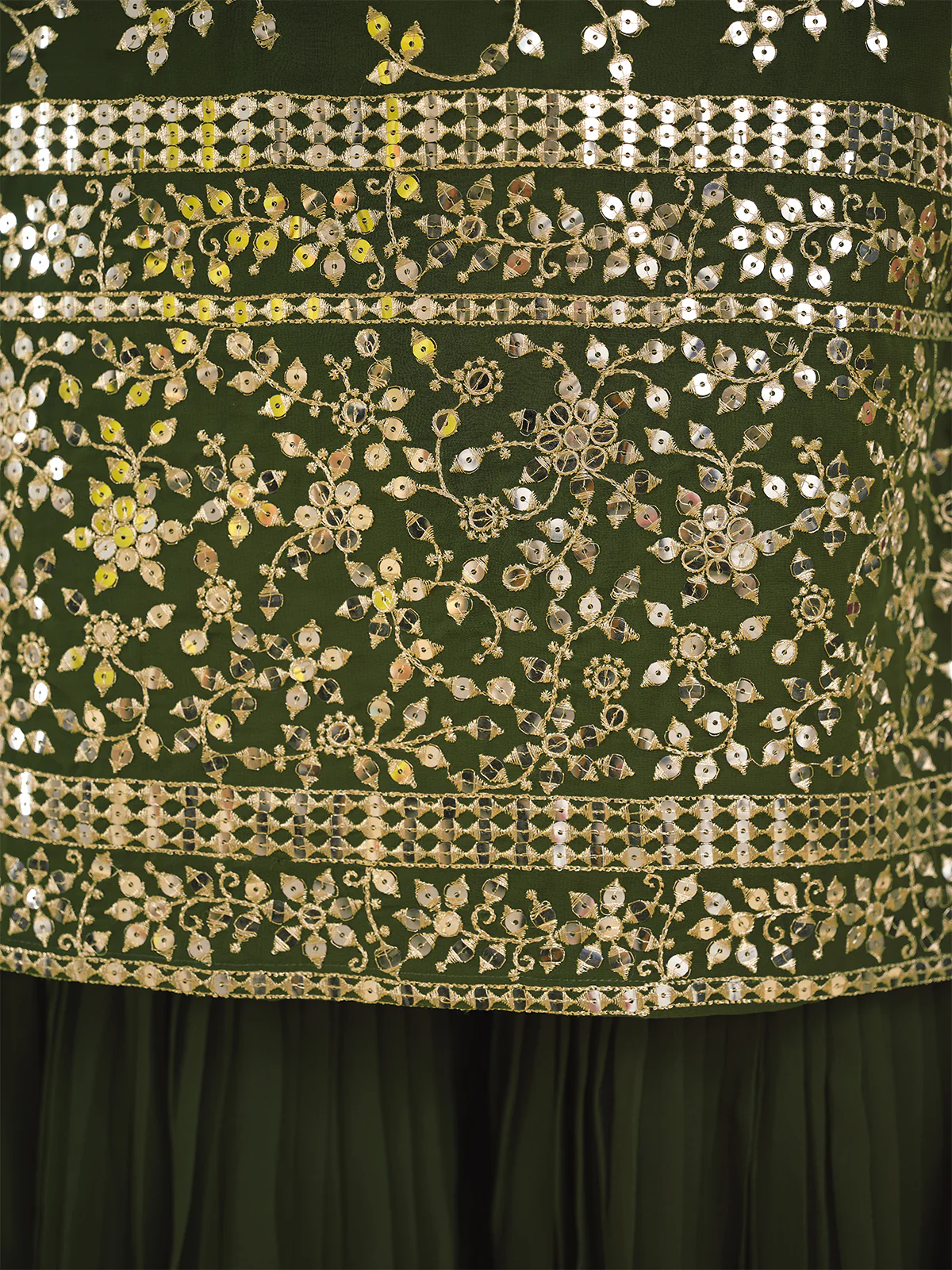 Odette Green Georgette Embroidery Stitched Salwar Suit Set For Women - Image 6