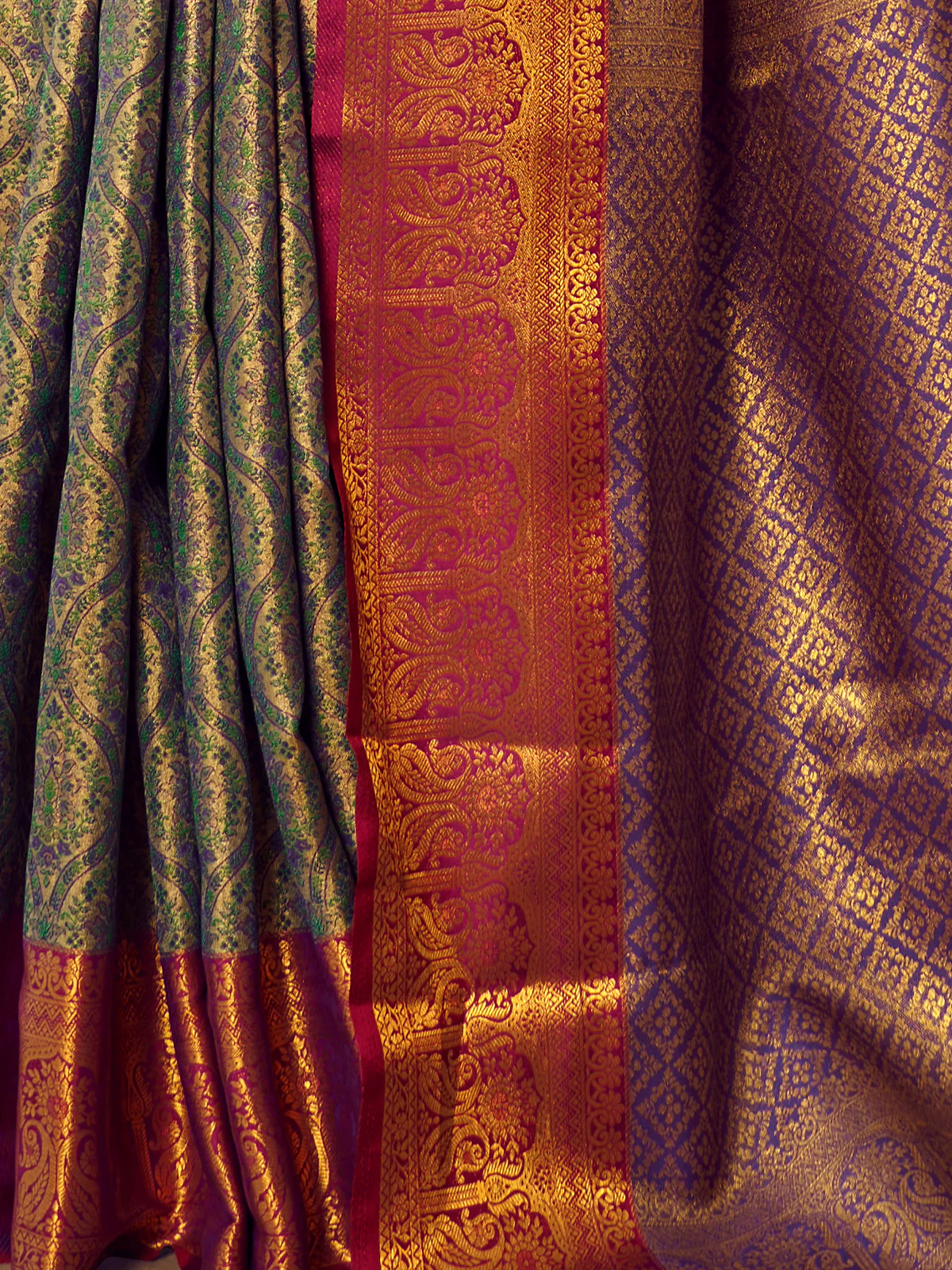 Odette Green Handloom Woven Silk Blend Saree for Women With Unstitched Blouse - Image 4