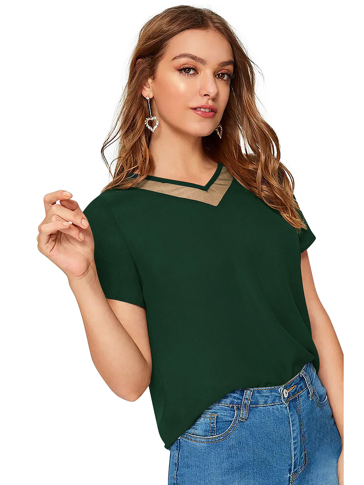 Odette Green Knit Fabric Top For Women - Image 2