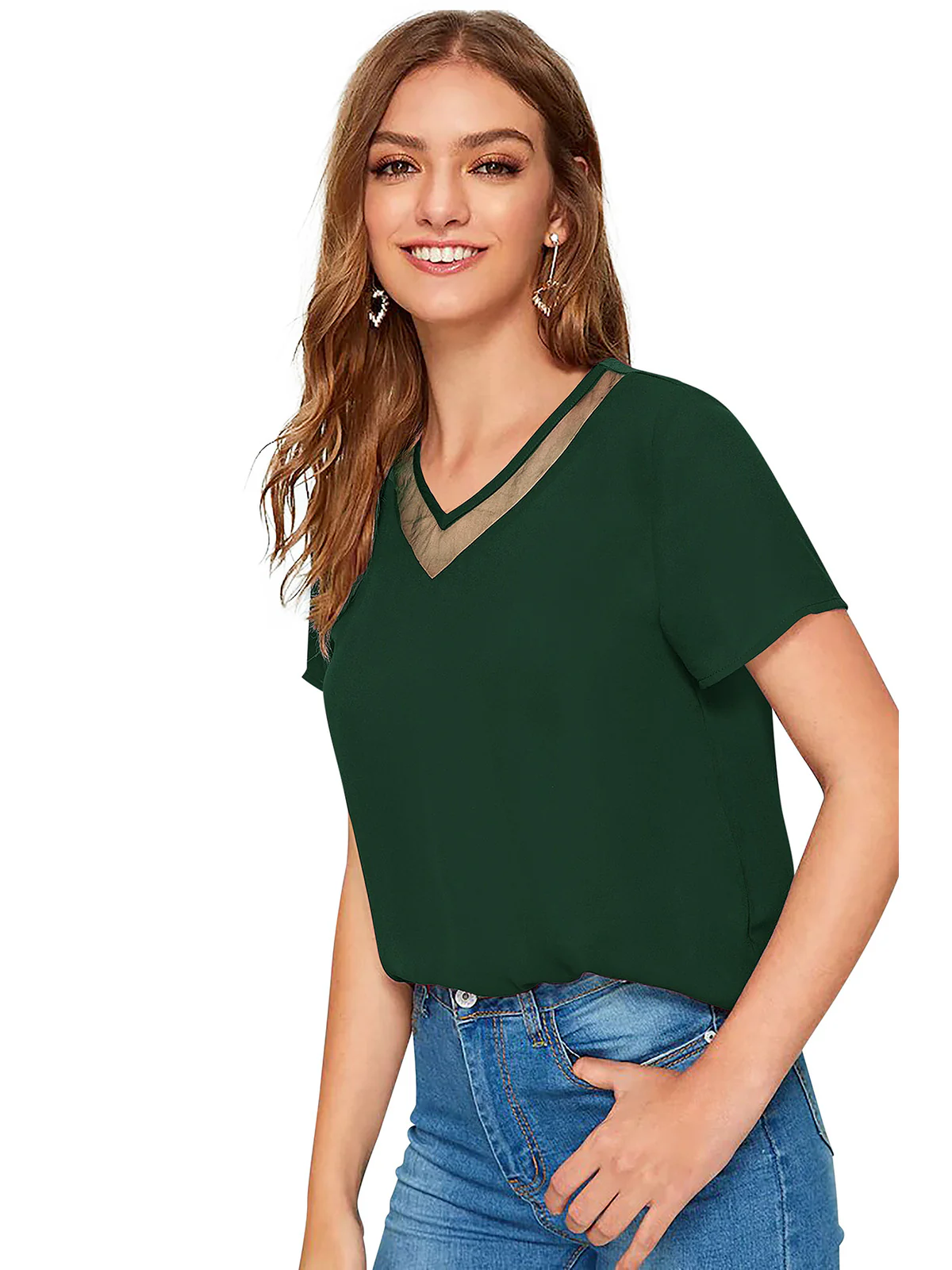 Odette Green Knit Fabric Top For Women - Image 3