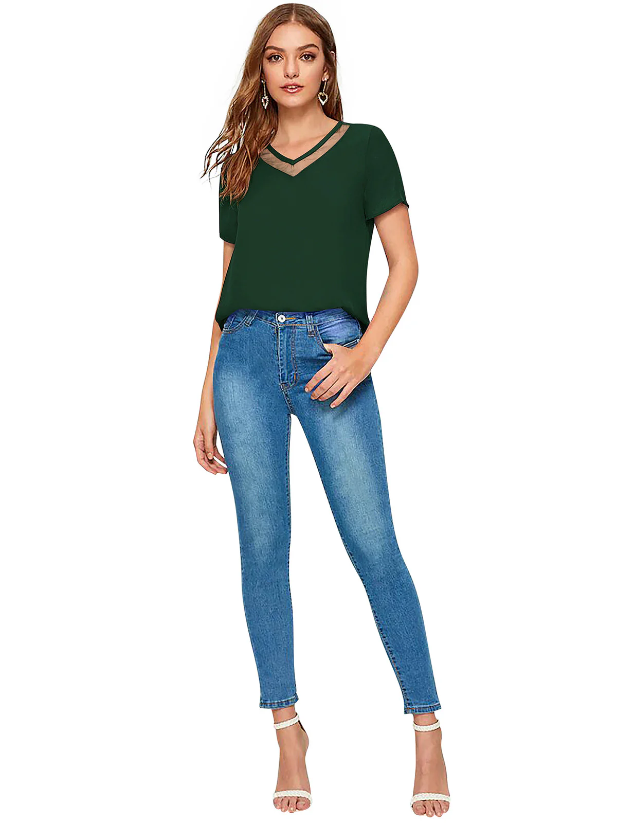 Odette Green Knit Fabric Top For Women - Image 5