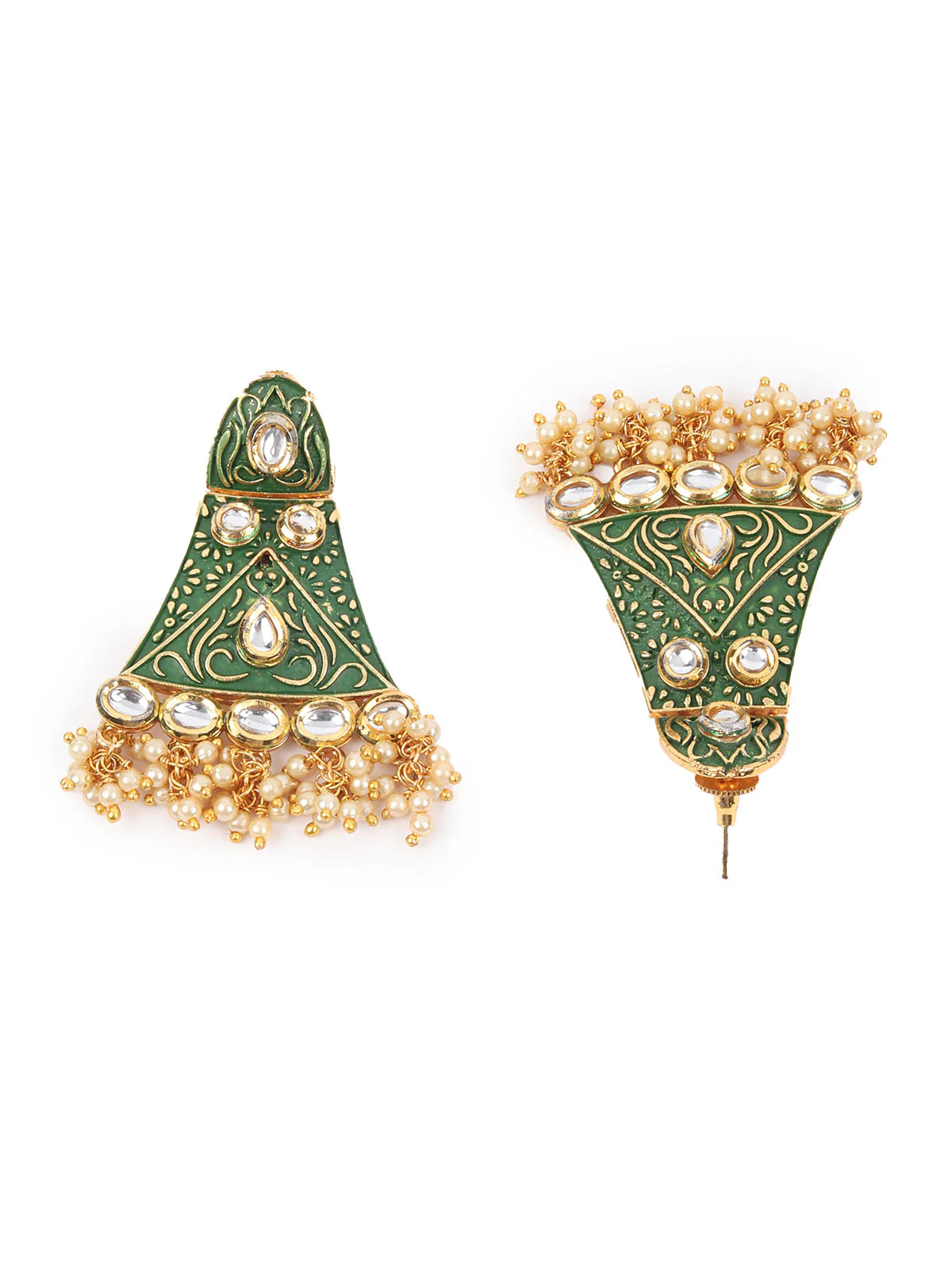 Odette Green Meenakari Dangler Earring For Women - Image 4
