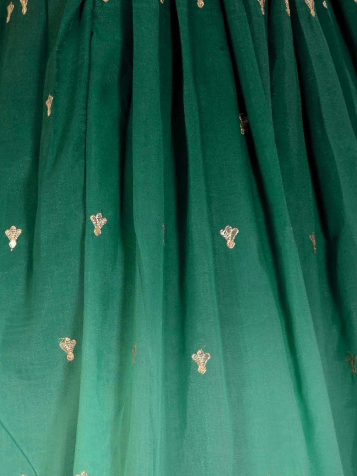 Odette Green Ombre Silk Blend Embroidered Semi-Stitched lehenga For Women - Image 5