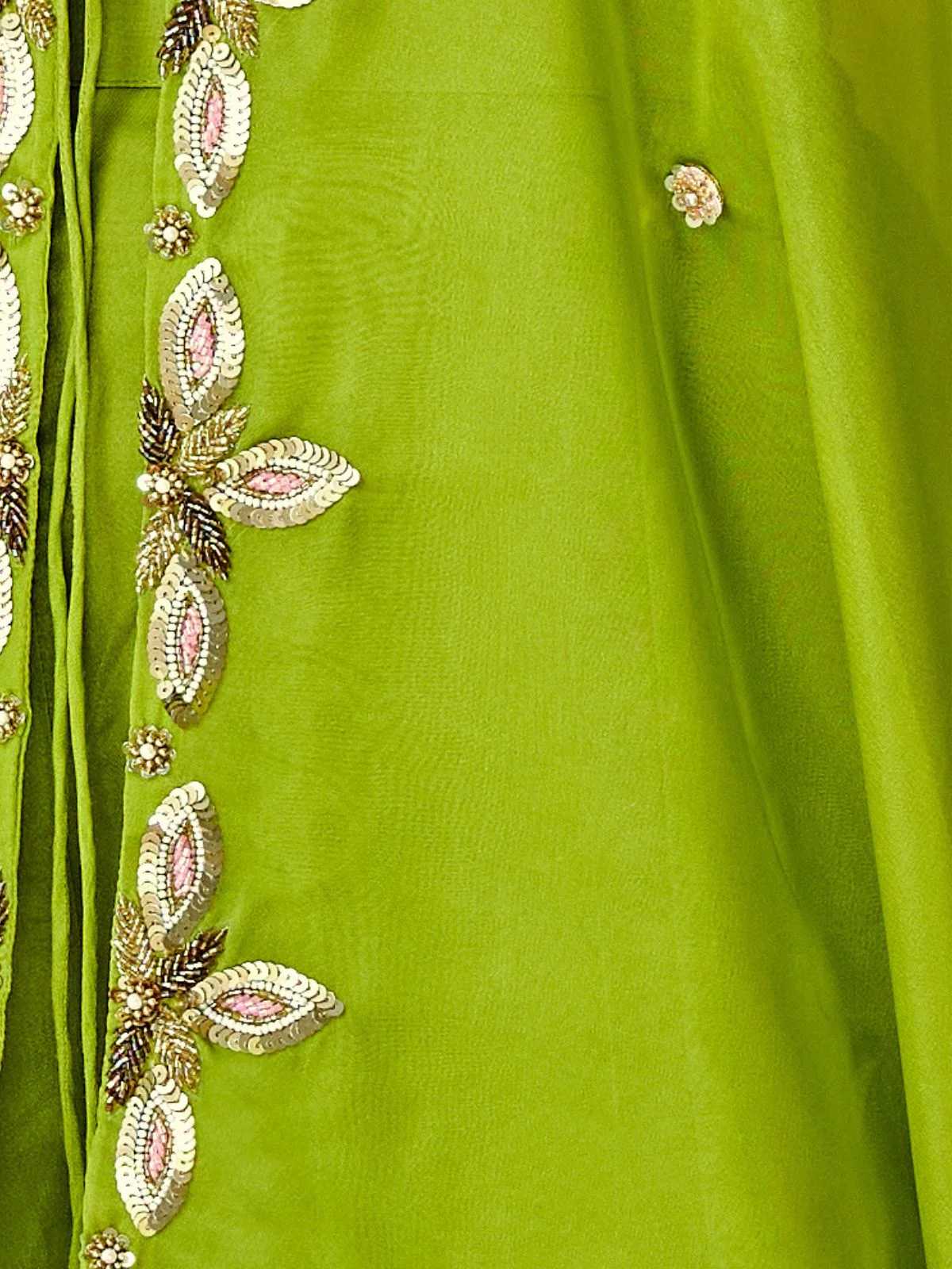 Odette Green Organza Embellished Co-Ord Set For Women - Image 6