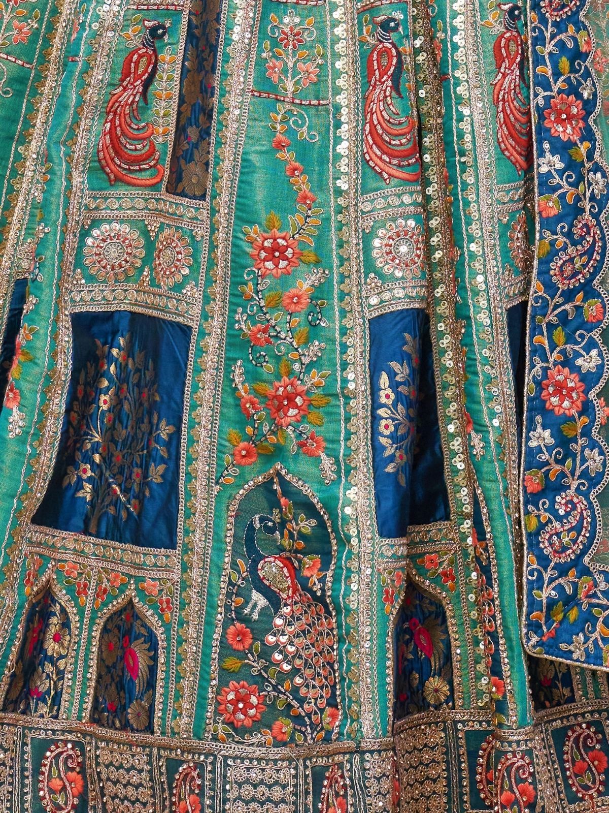 Odette Green Organza Embellished Semi-Stitched Lehenga With Unstitched Blouse For Women - Image 6