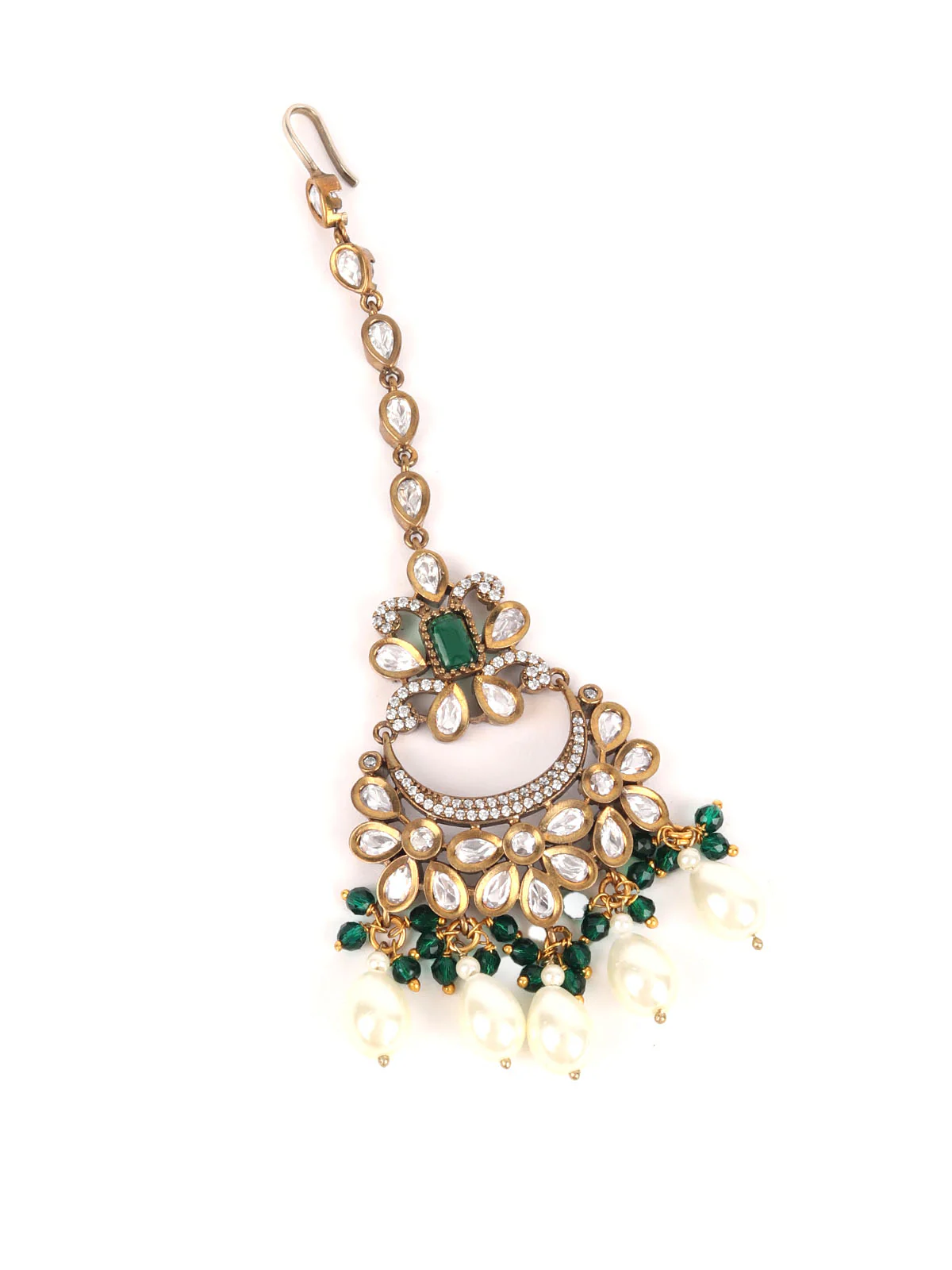 Odette Green Pearls Gold-Plated Dangler Earrings For Women - Image 6