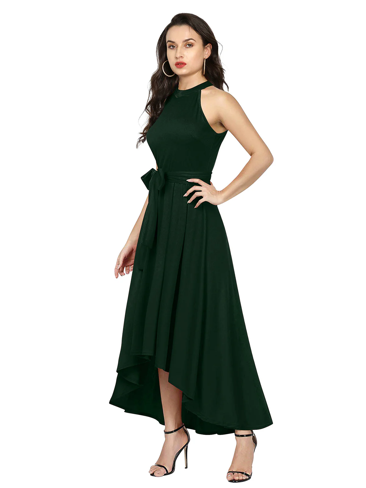 Odette Green Polyester High Low Dress For Women - Image 3
