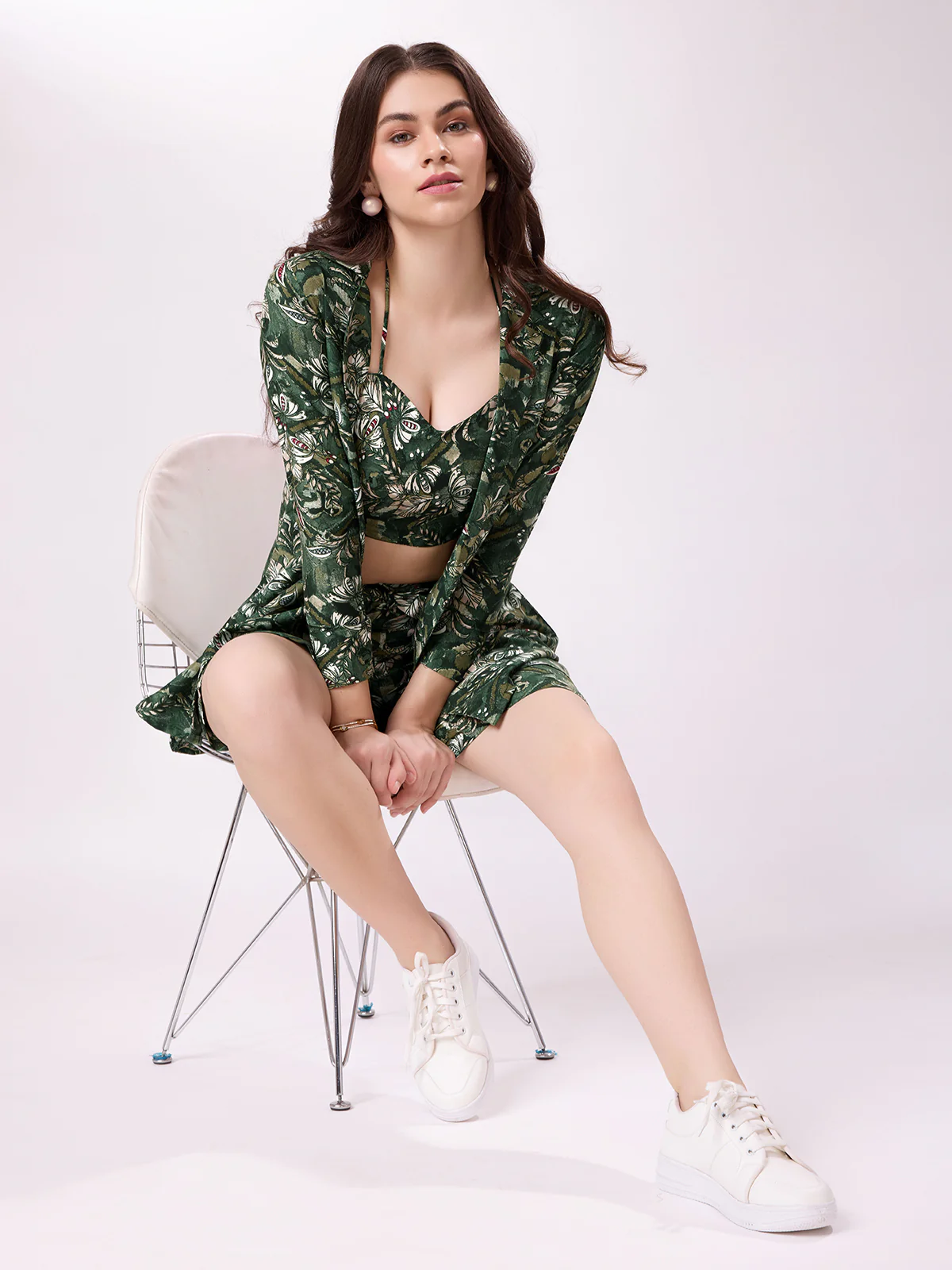 Odette Green Printed Cotton Blend Stitched Co-Ord Set For Women - Image 2