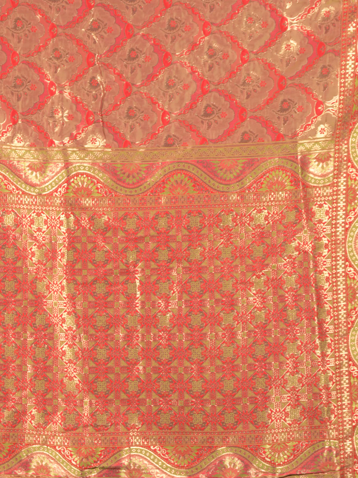 Odette Red Shaded Patola Silk Woven Saree with Unstitched Blouse for Women - Image 5