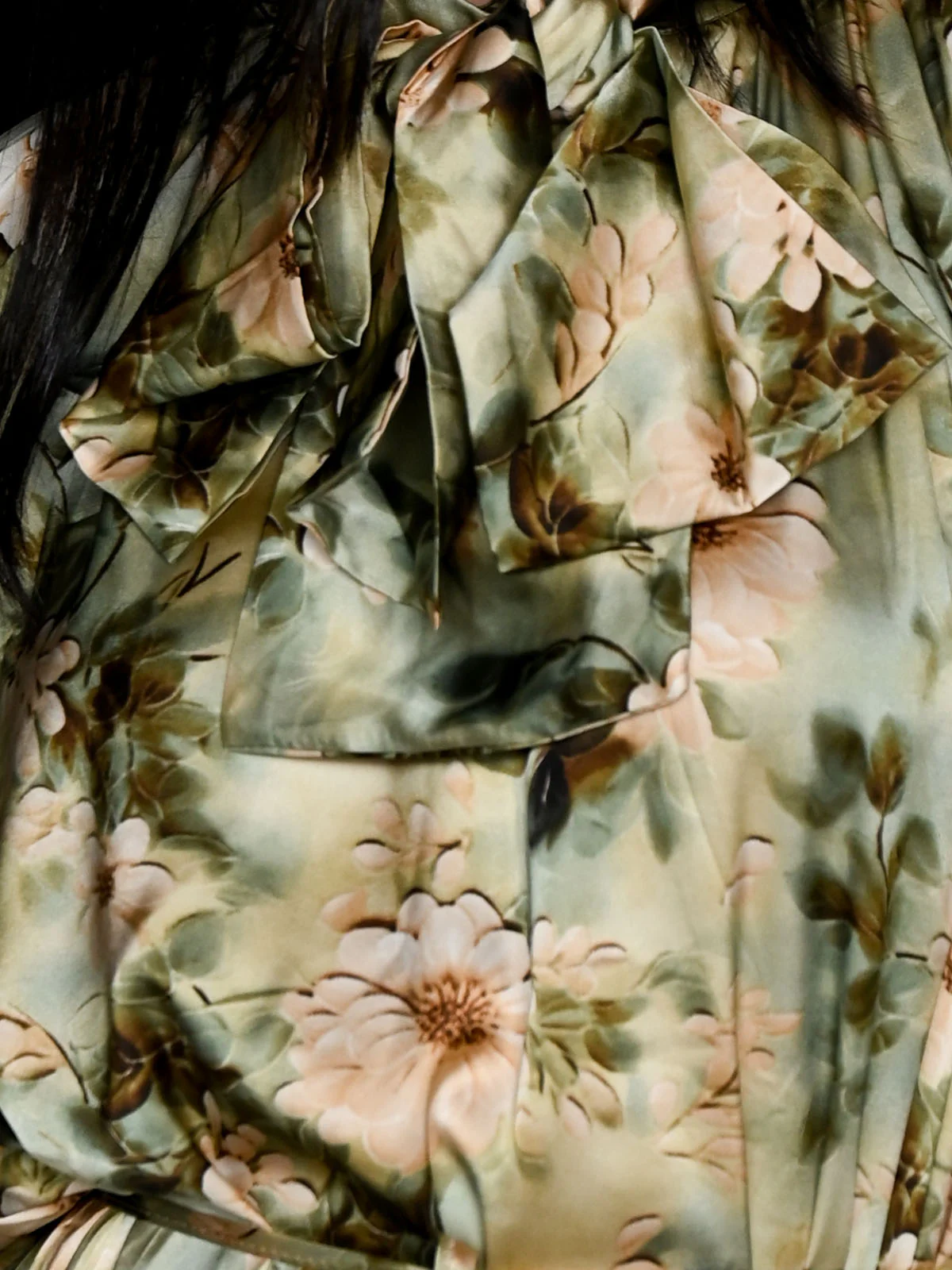 Odette Green Satin Printed Long Dress For Women - Image 6