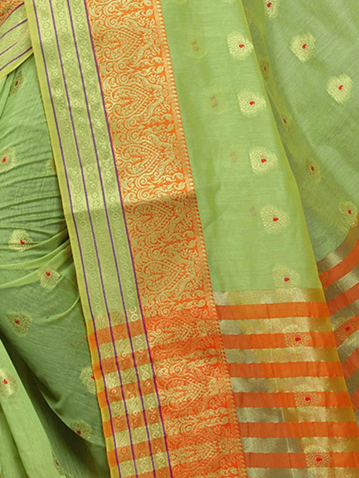 Odette Green Silk Blend Embellished Saree For Women - Image 6