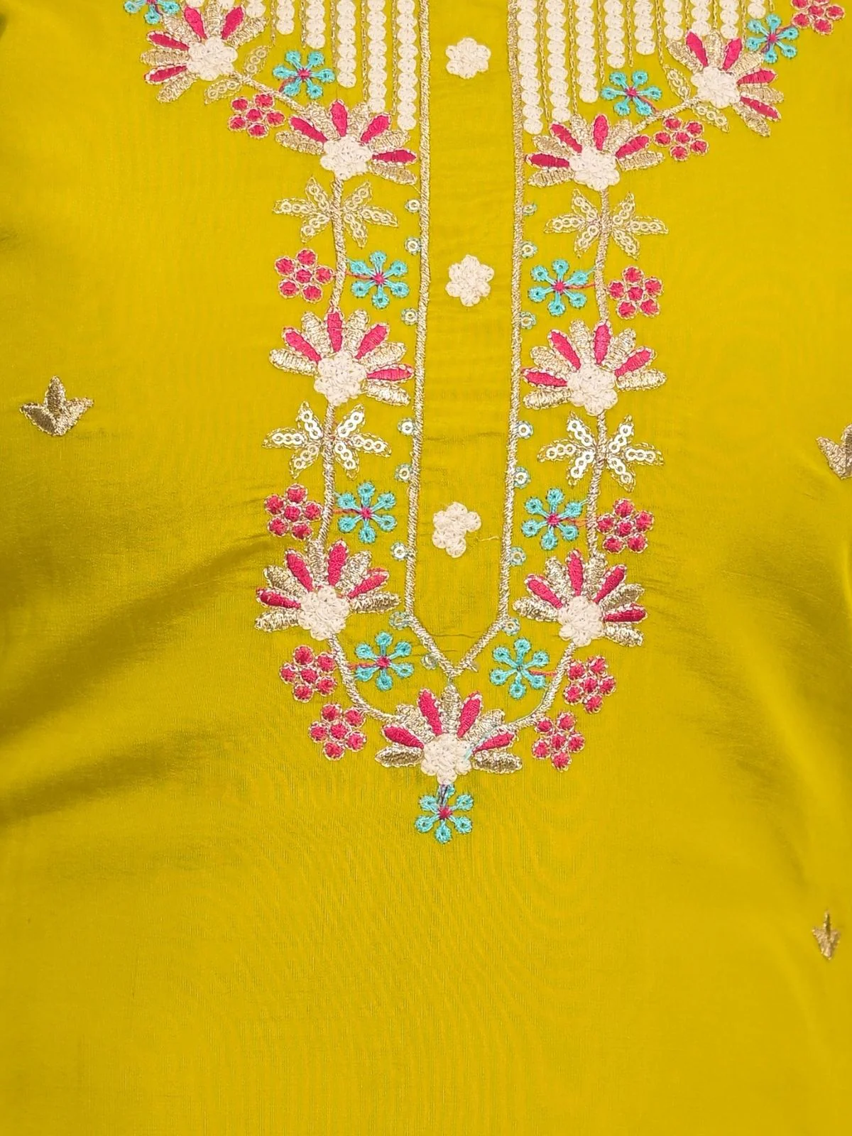 Odette Green Silk Blend Embroidered Stitched Kurta Set For Women - Image 6