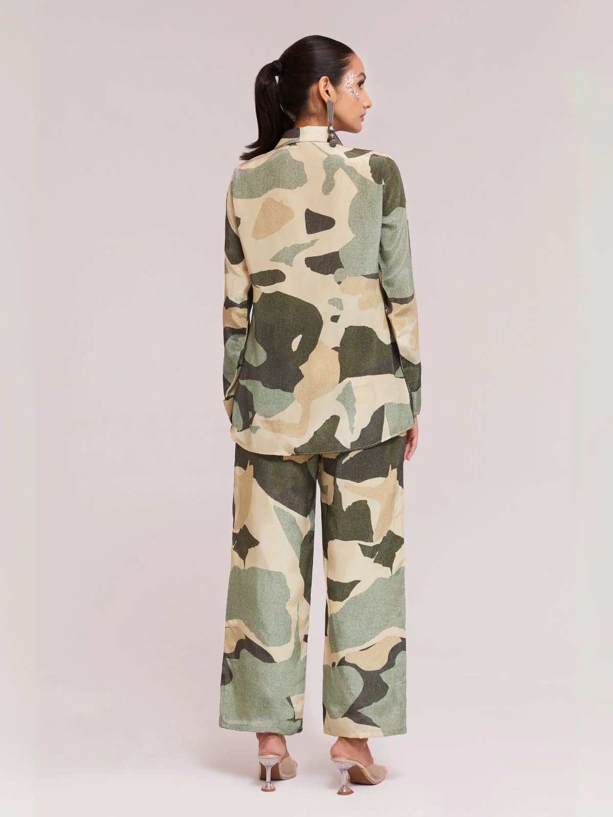 Odette Green Silk Blend Printed Co-Ord Set For Women - Image 5