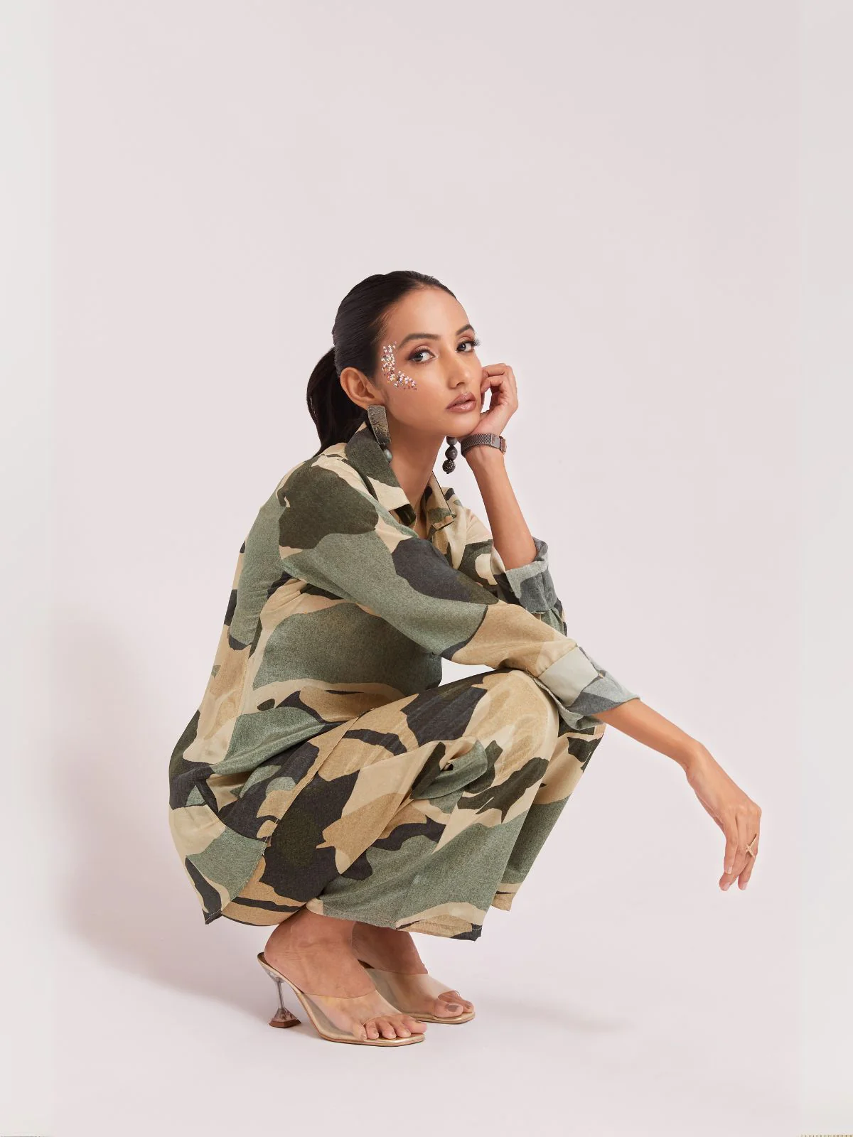 Odette Green Silk Blend Printed Co-Ord Set For Women - Image 7