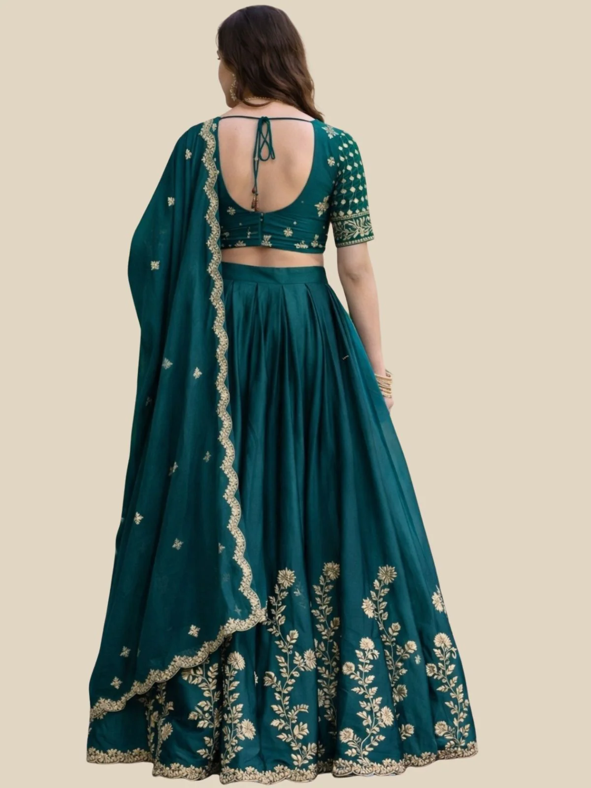 Odette Green Silk Embroidered Lehenga For Women - Image 3
