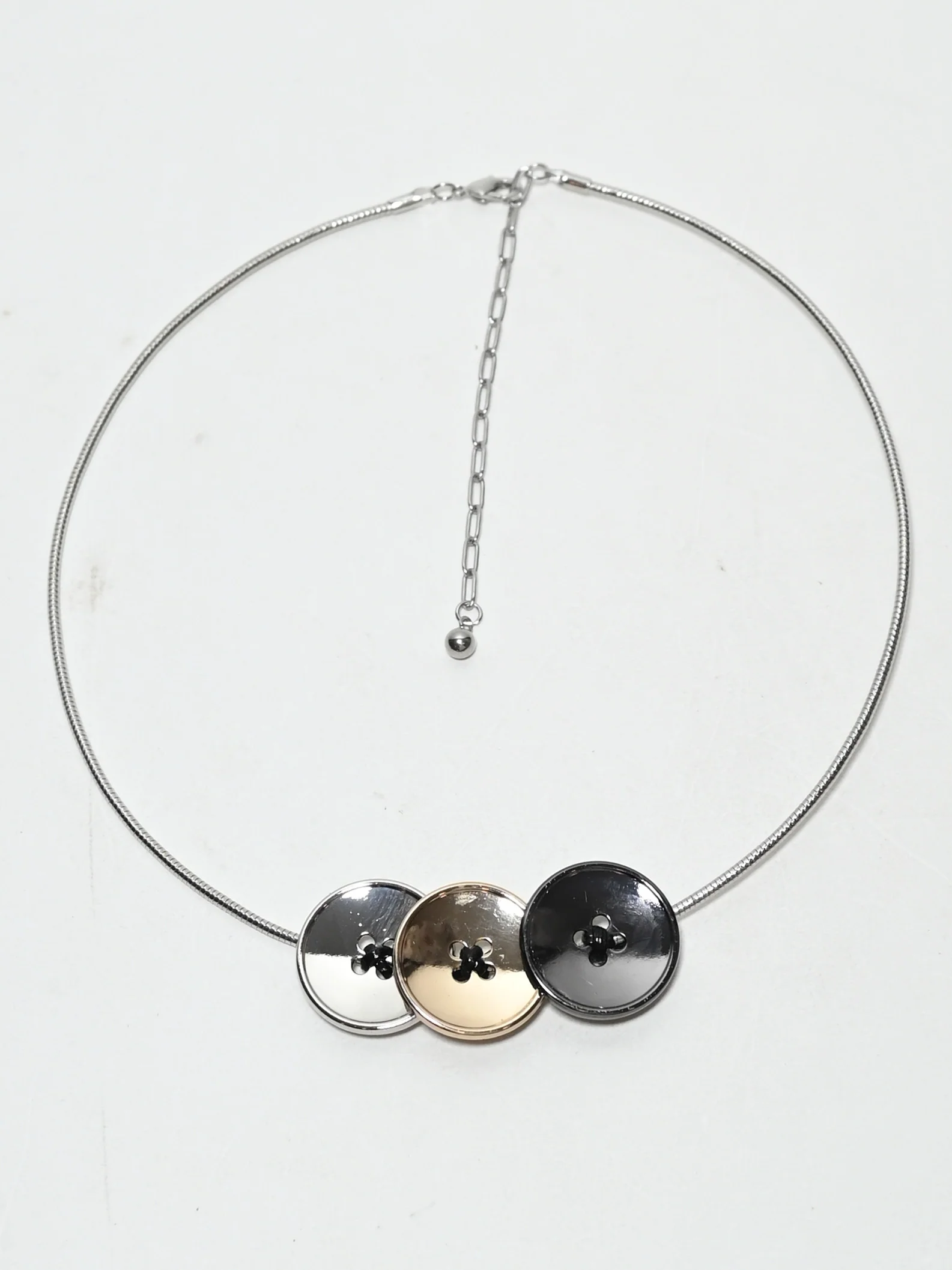 Odette Grey Alloy Metallic Design Neckpiece For Women - Image 2