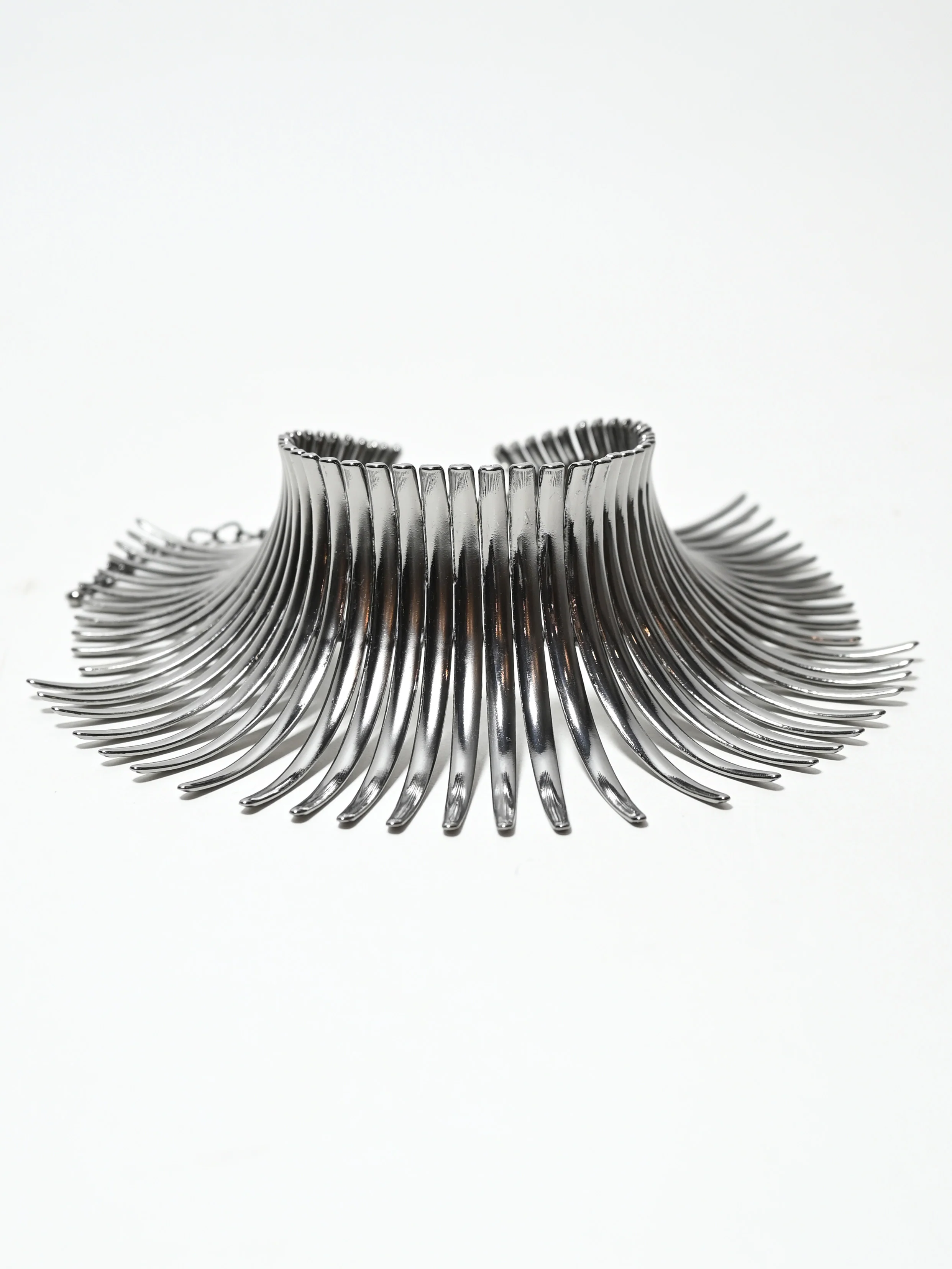 Odette Grey Alloy Metallic Design Neckpiece For Women - Image 2