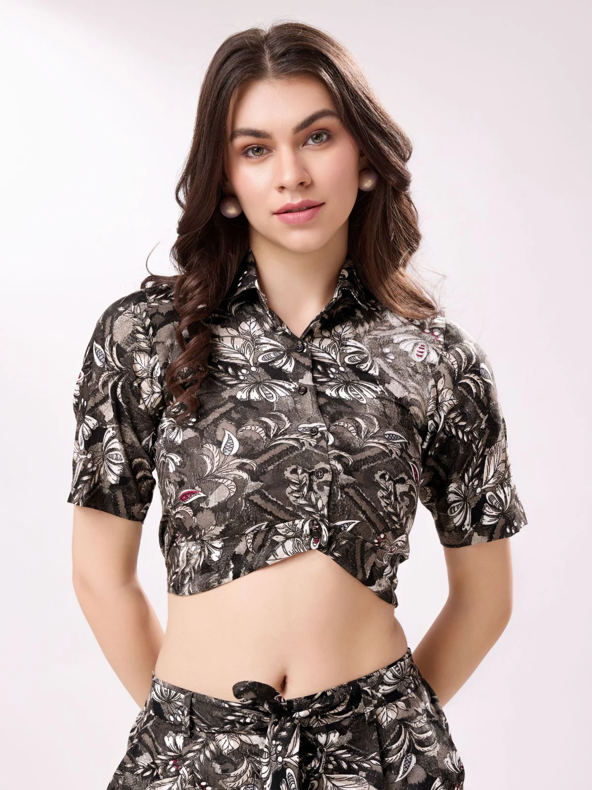 Odette Grey Cotton Printed Stitched Co Ord Set For Women - Image 6