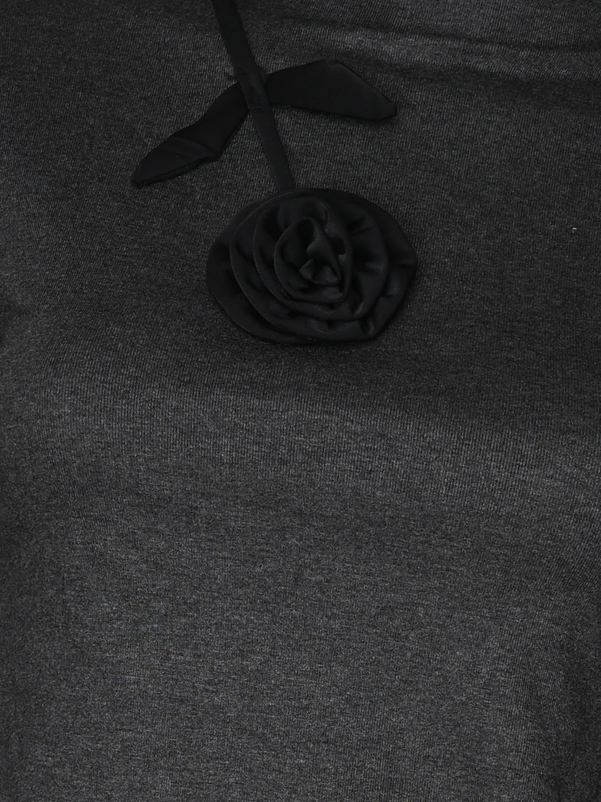 Odette Grey Cotton Rib Floral Applique Top For Women - Image 4