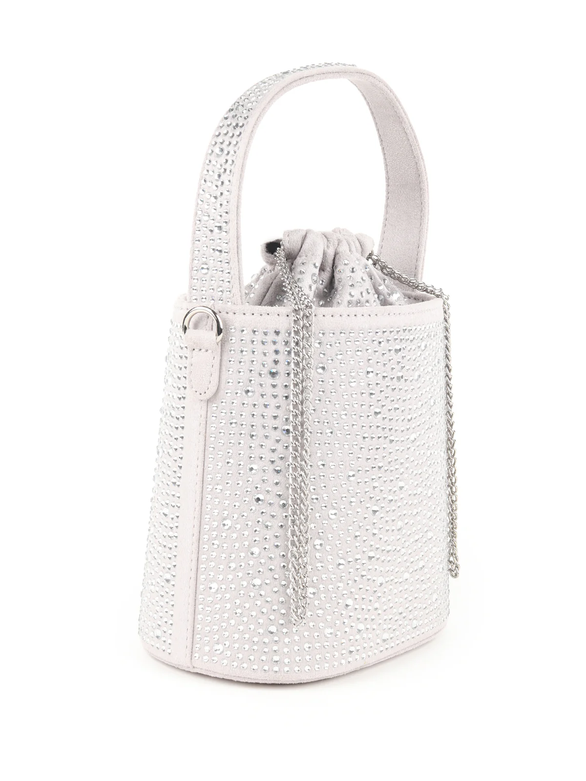 Odette Grey Embellished Potli Style Clutch for Women - Image 4