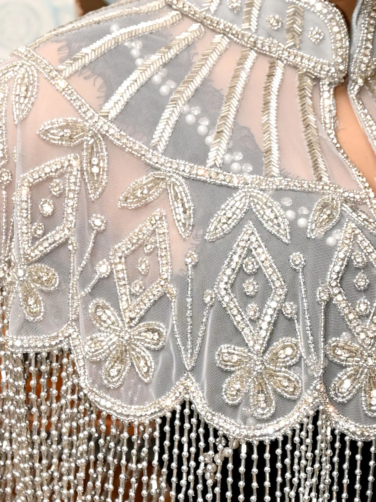 Odette Grey Embroidered  Beads Cape For Women - Image 4