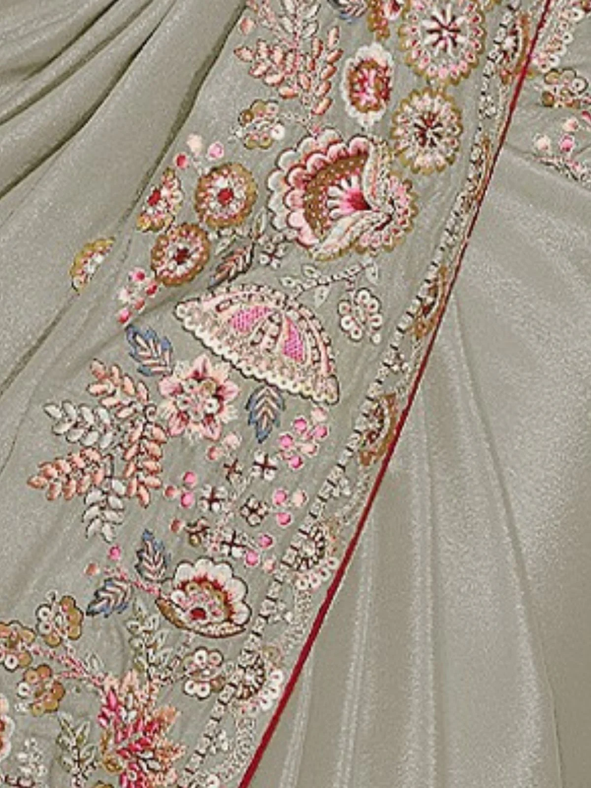 Odette Grey Georgette Embroidered Elegant Saree For Women - Image 4