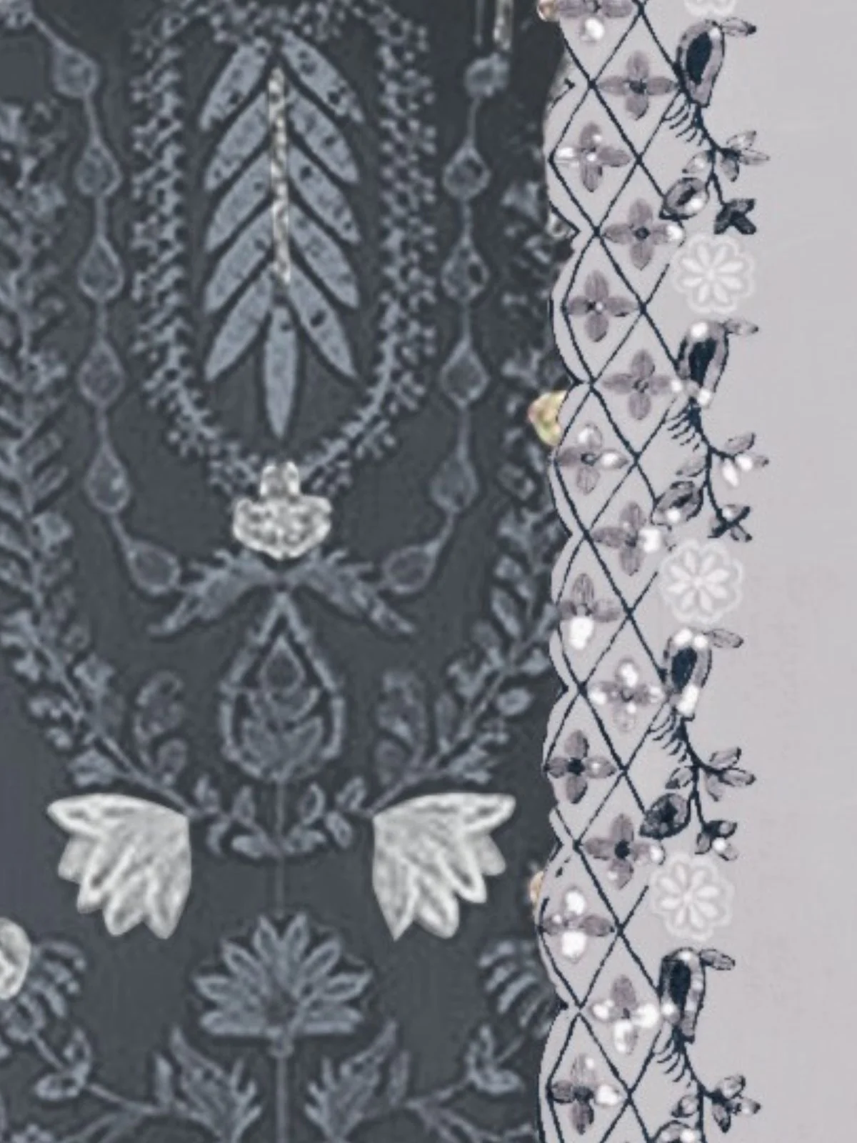 Odette Grey Georgette Embroidered Semi-Stitched Kurta Set For Women - Image 3