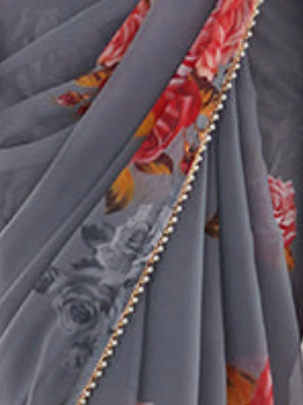 Odette Grey Georgette Printed Saree For Women - Image 4