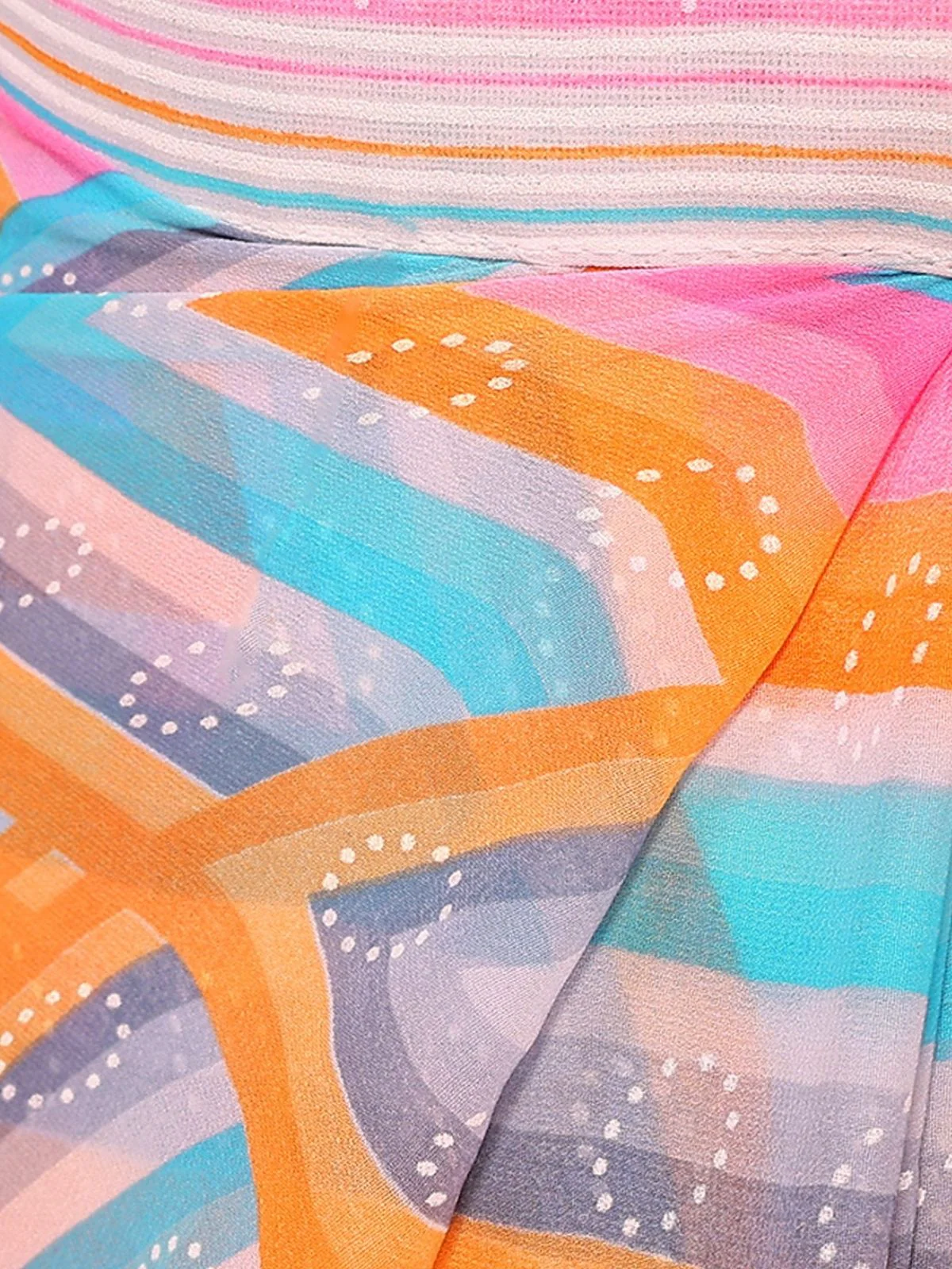 Odette Grey Georgette Printed Saree For Women - Image 5