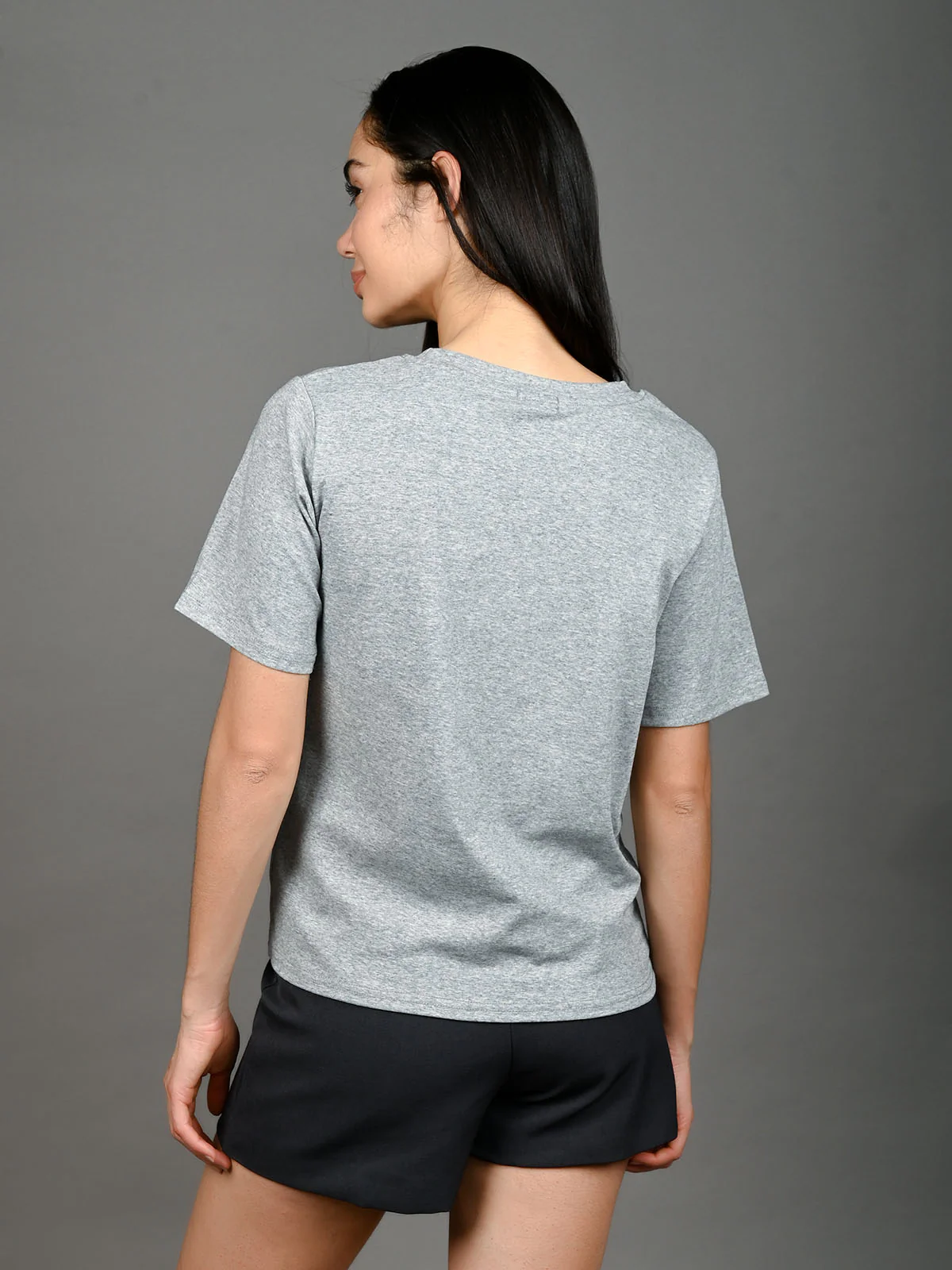 Odette Grey Jersey Cotton Solid With Bow Top For Women - Image 3