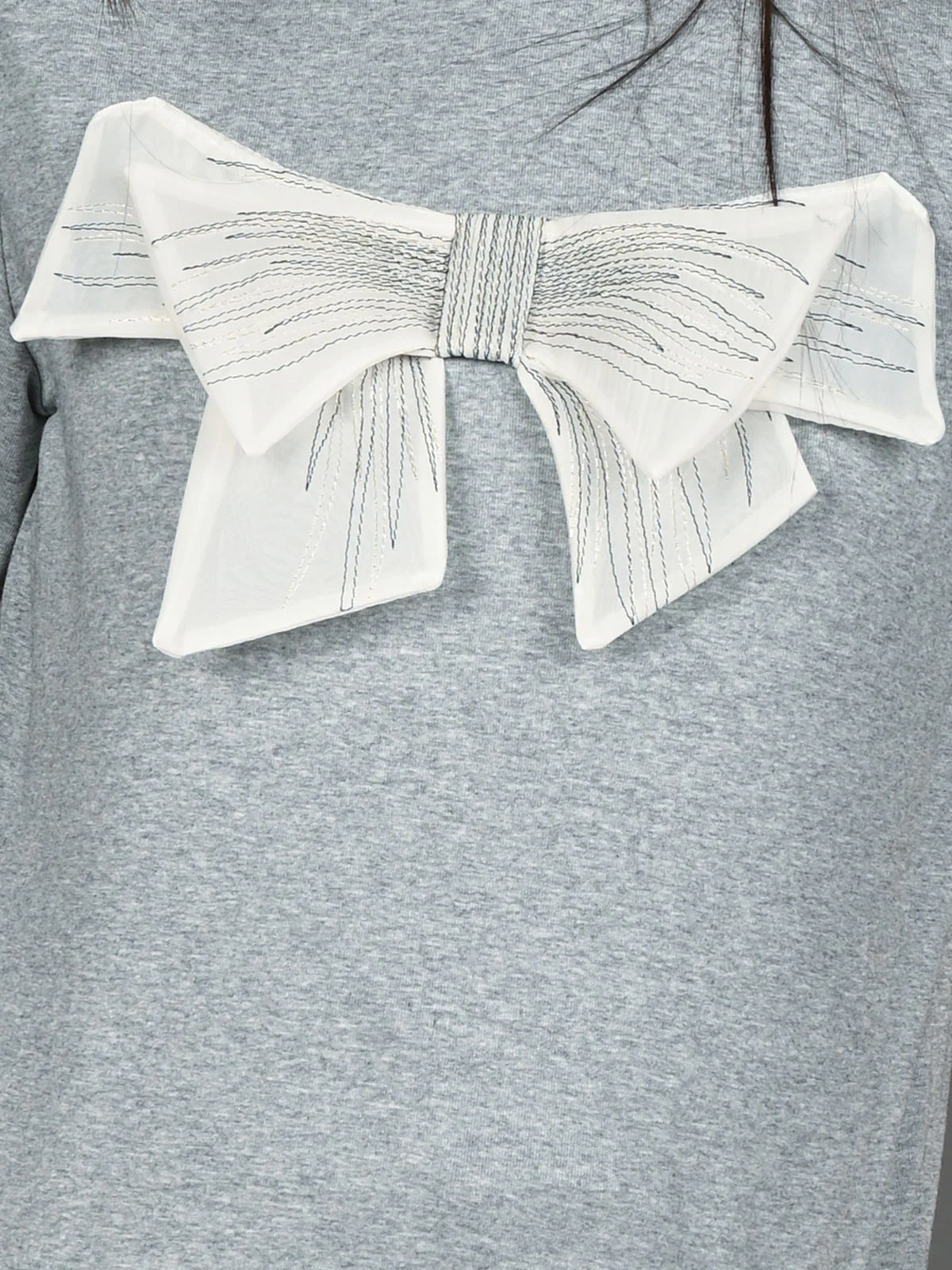 Odette Grey Jersey Cotton Solid With Bow Top For Women - Image 4