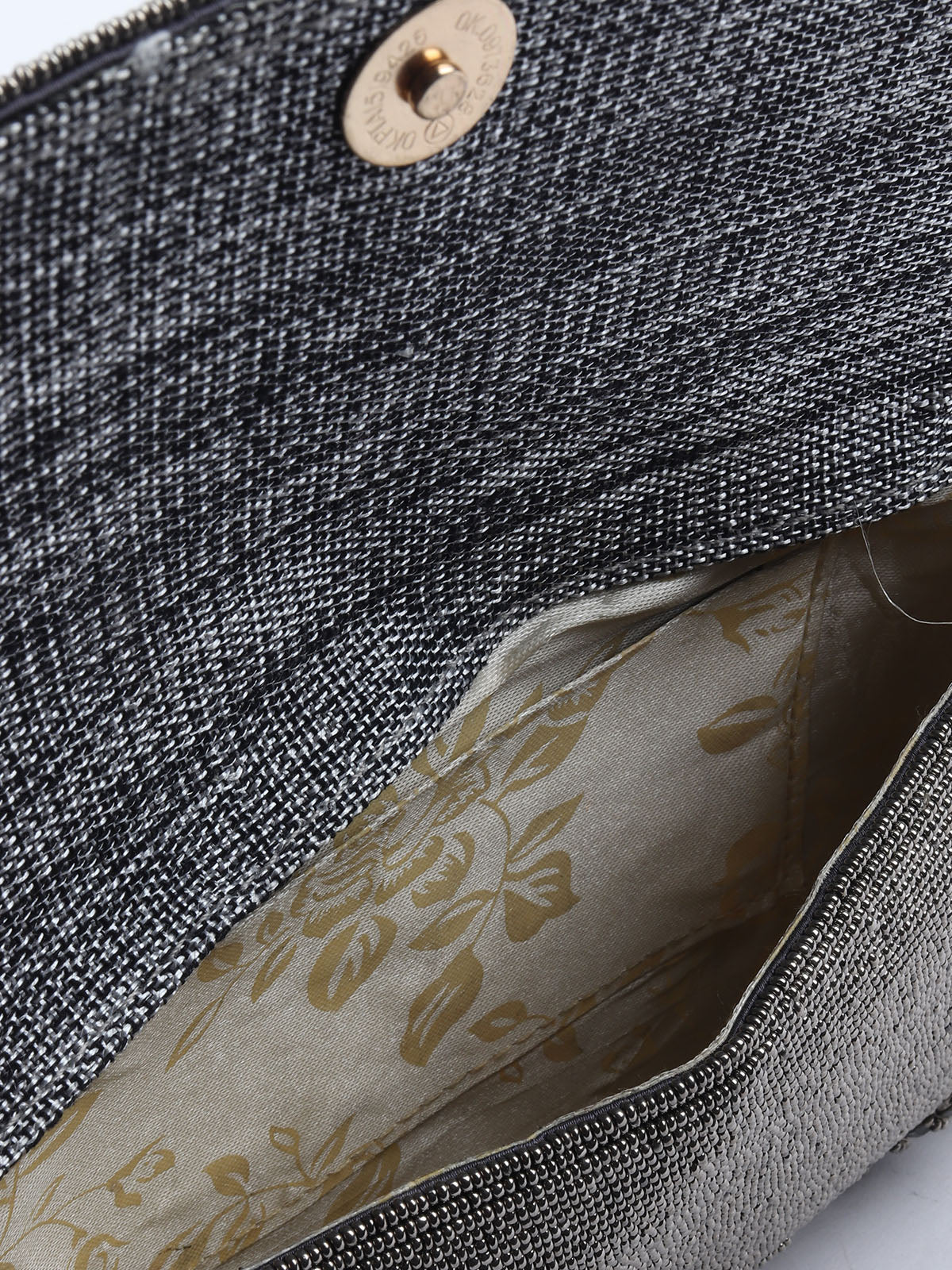 Odette Grey Jute Embellished Clutch For Women - Image 7