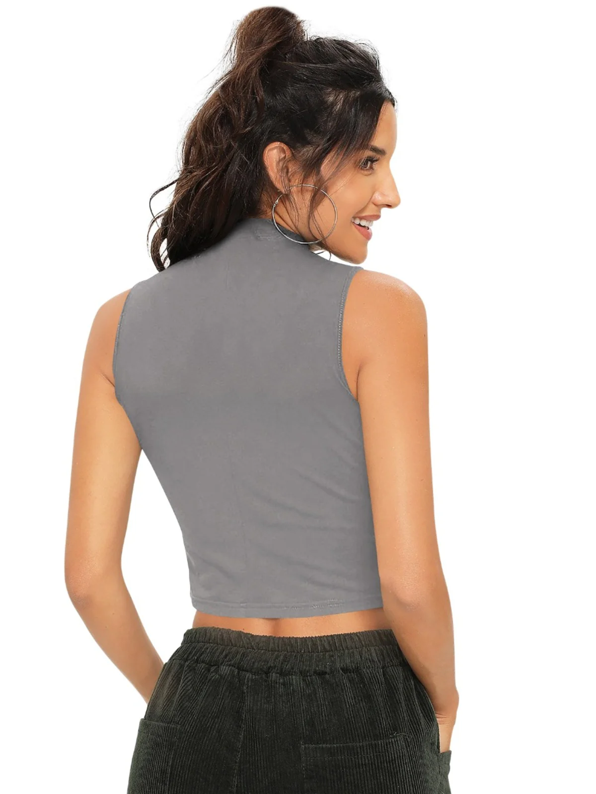 Odette Grey  Knit Fabric Top For Women - Image 4