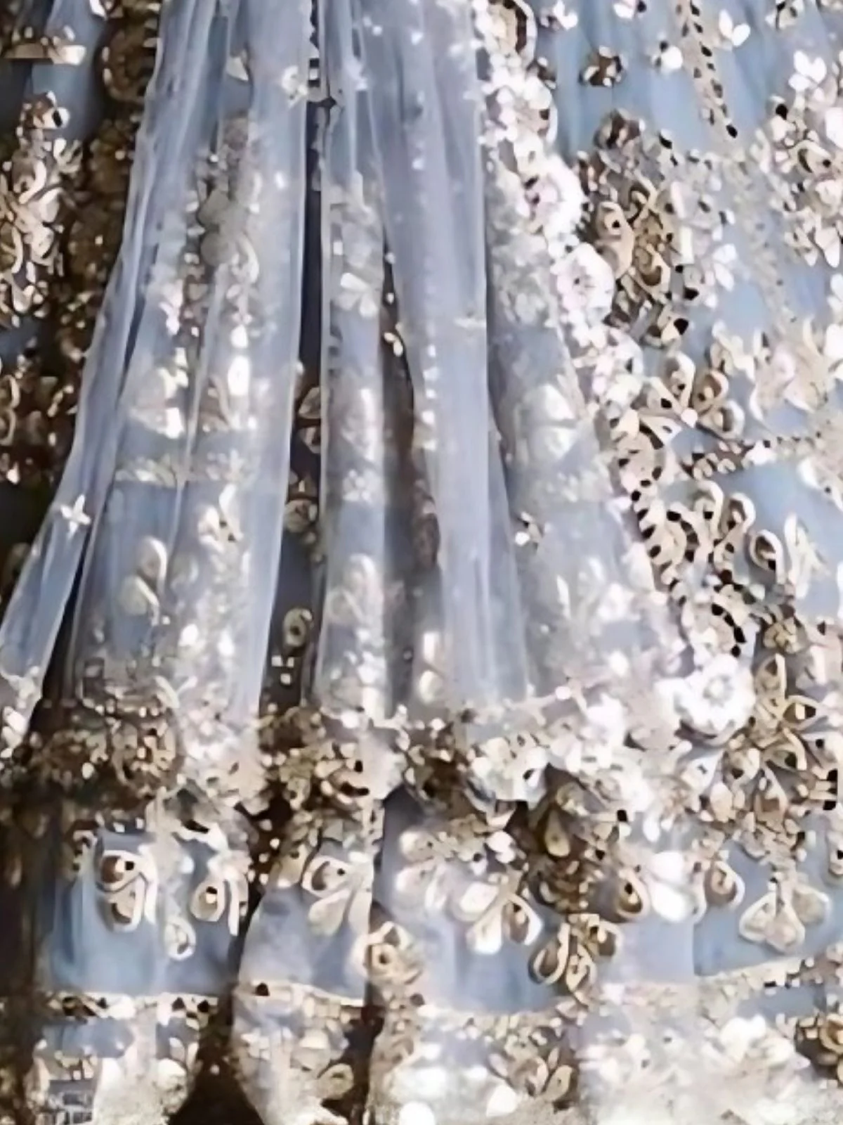 Odette Grey Net Embellished Semi-Stitched Lehenga For Women - Image 3