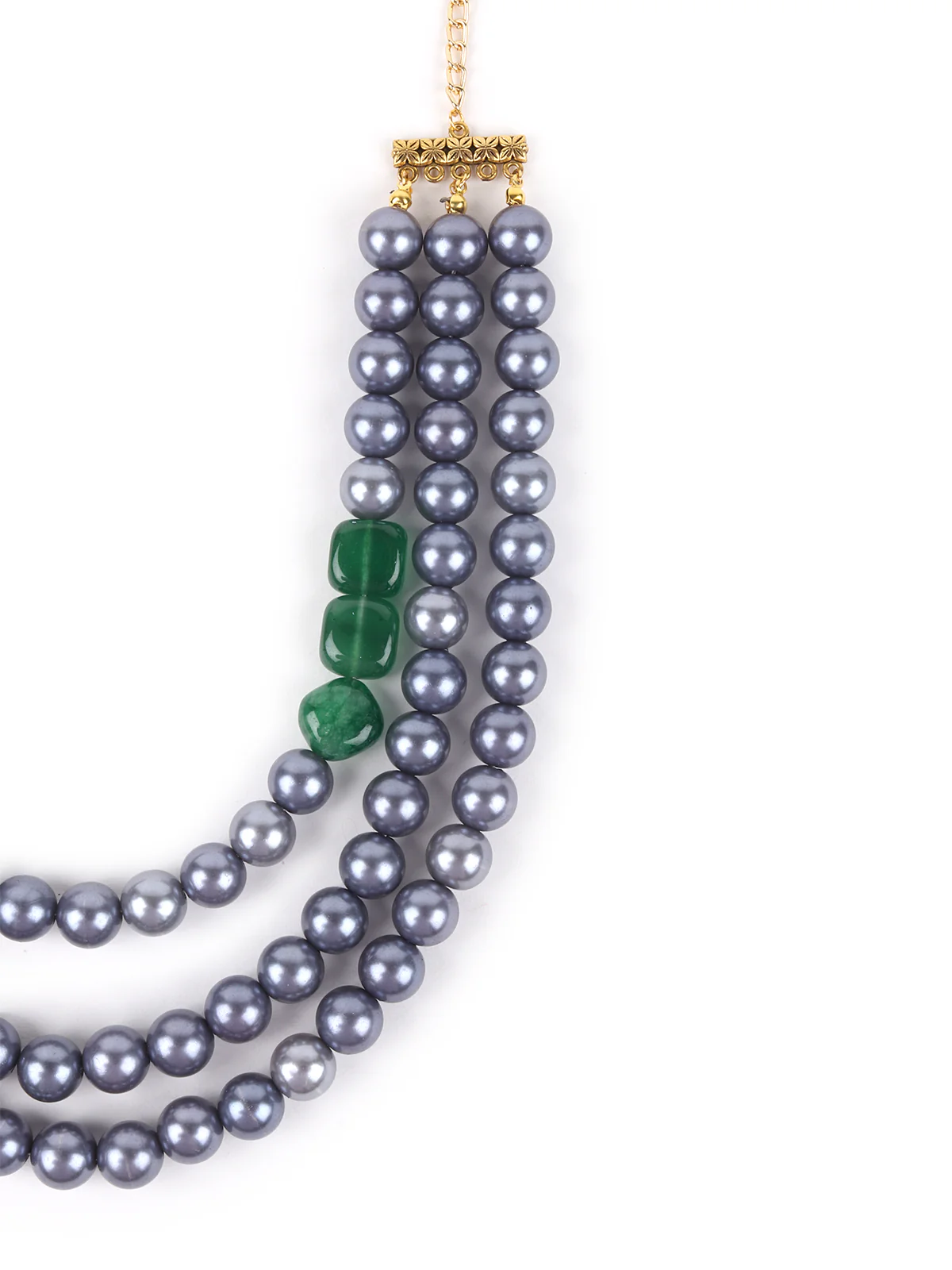 Odette Grey Pearl Multi Layered Neckpiece For Women - Image 6