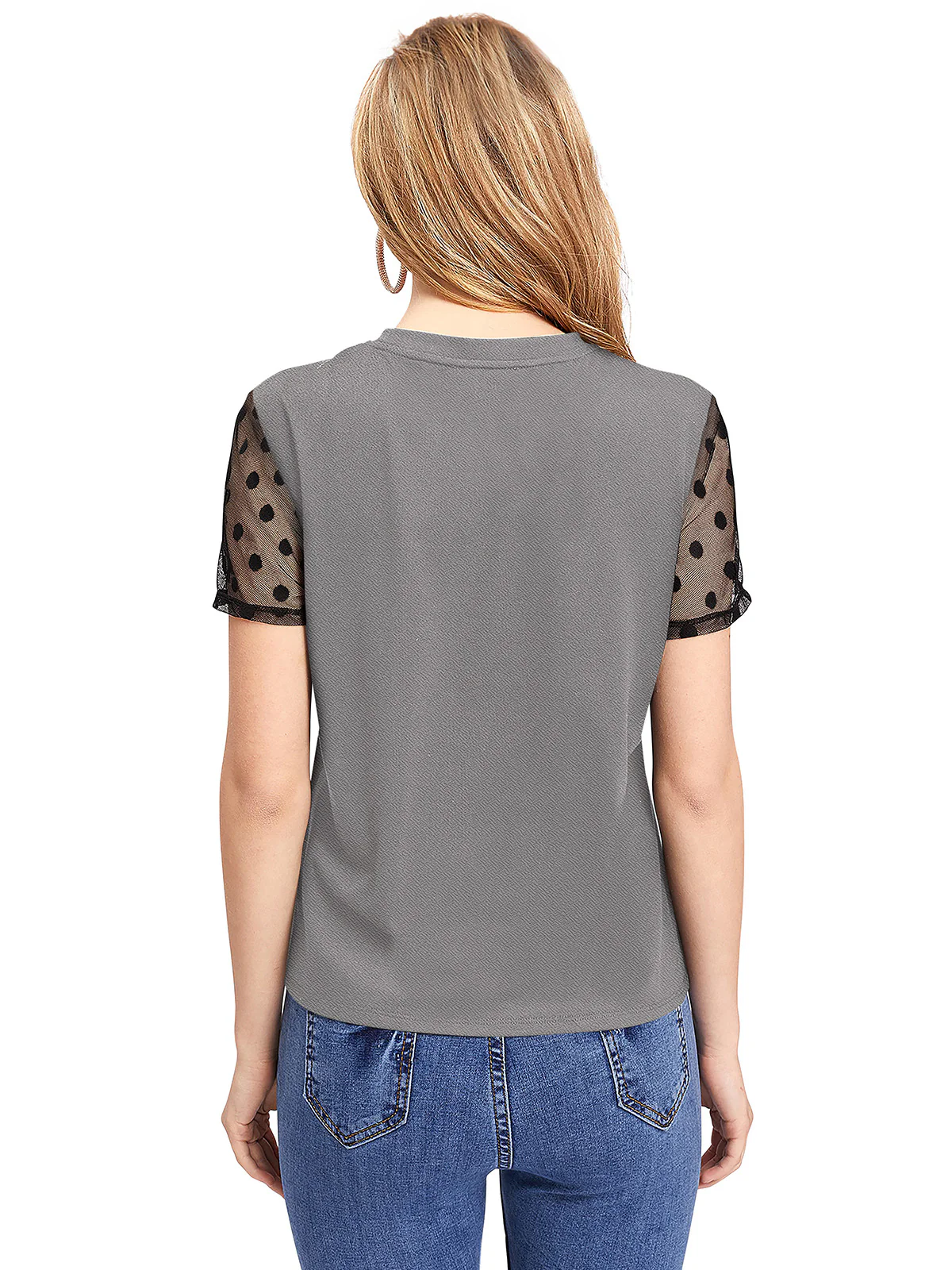 Odette Grey Polyester Solid Top For Women - Image 5