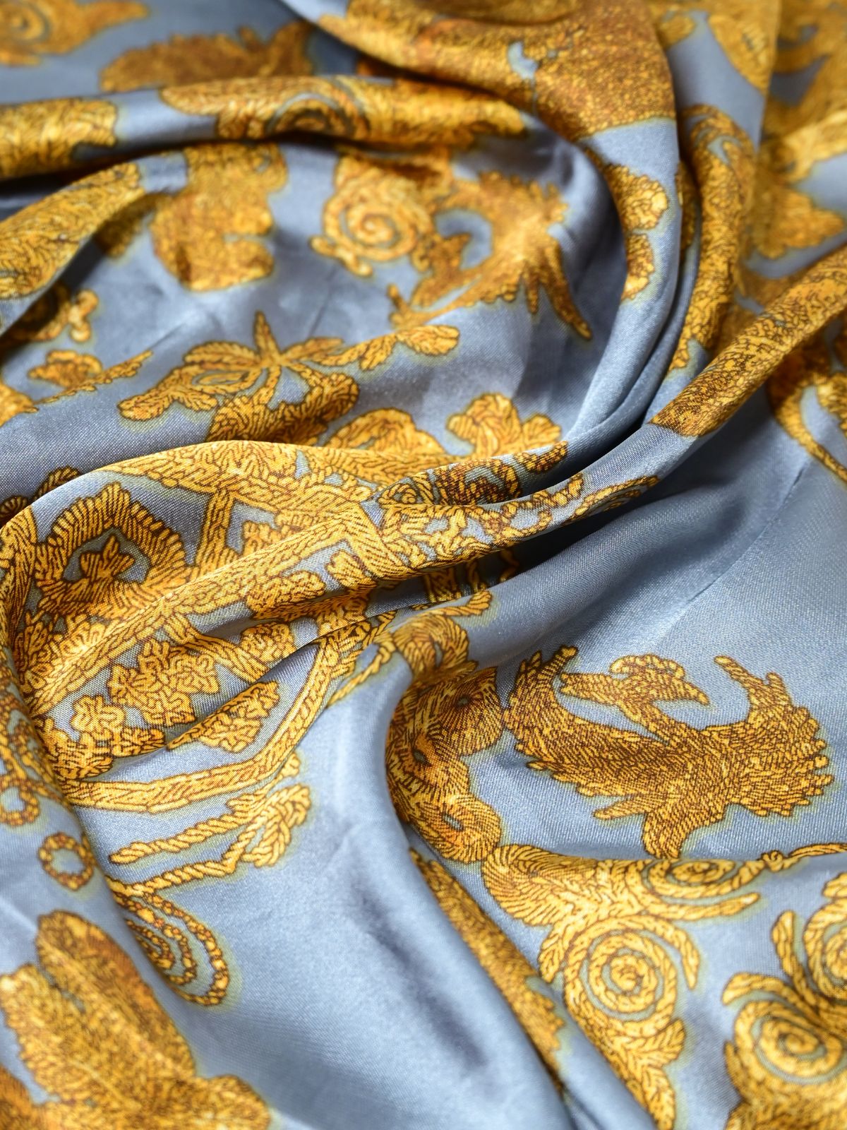 Odette Grey Printed Satin Scarf For Women - Image 6