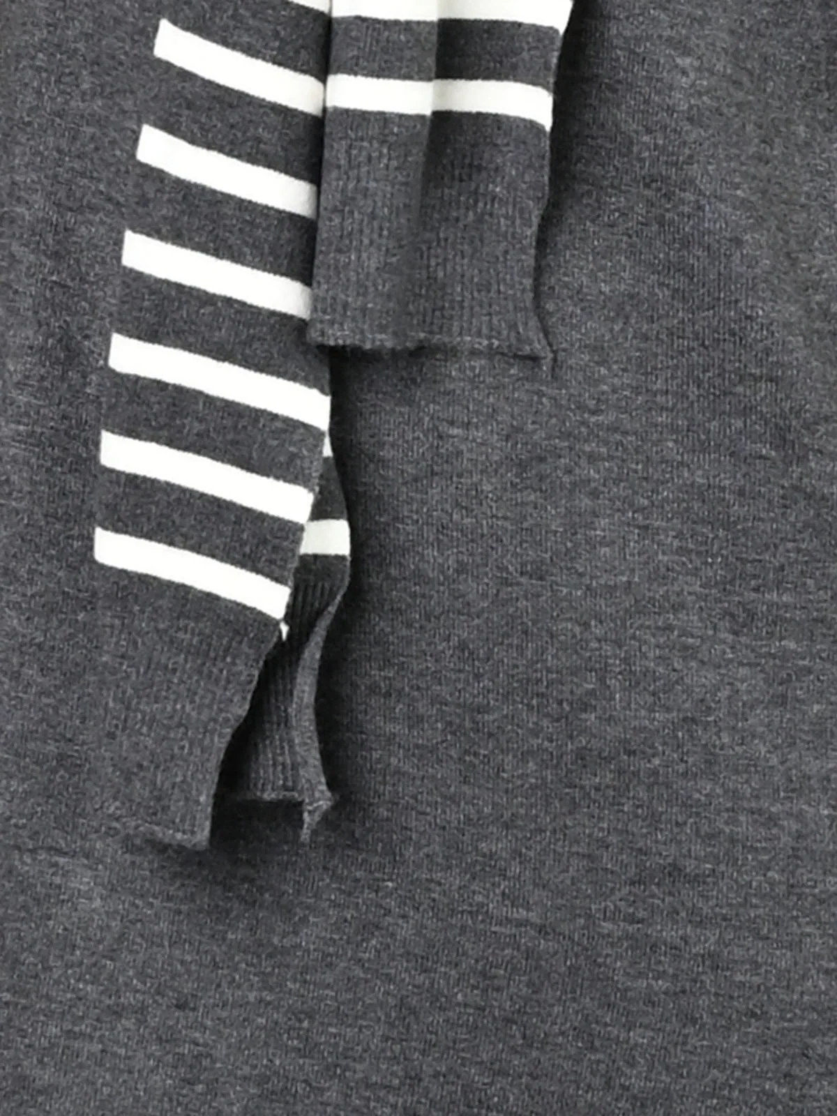 Odette Grey Ribbed Cotton Solid Dress With Scarf For Women - Image 5