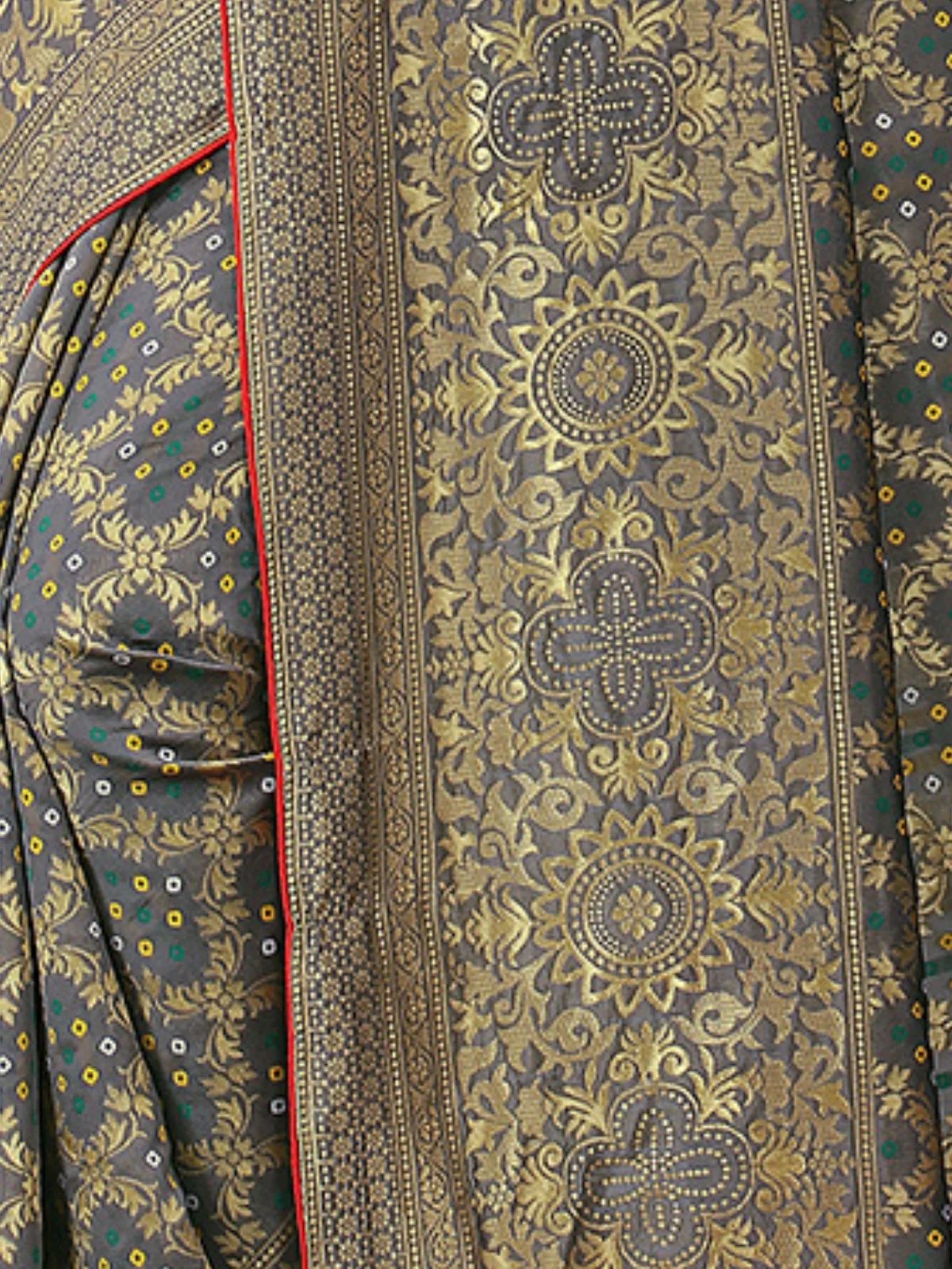Odette Grey Silk Blend Embellished Saree For Women - Image 5