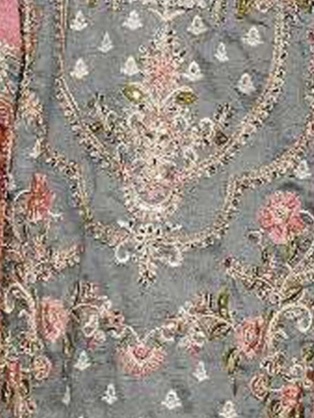 Odette Grey Silk Blend Embroidered Semi-Stitched Kurta Set For Women - Image 3