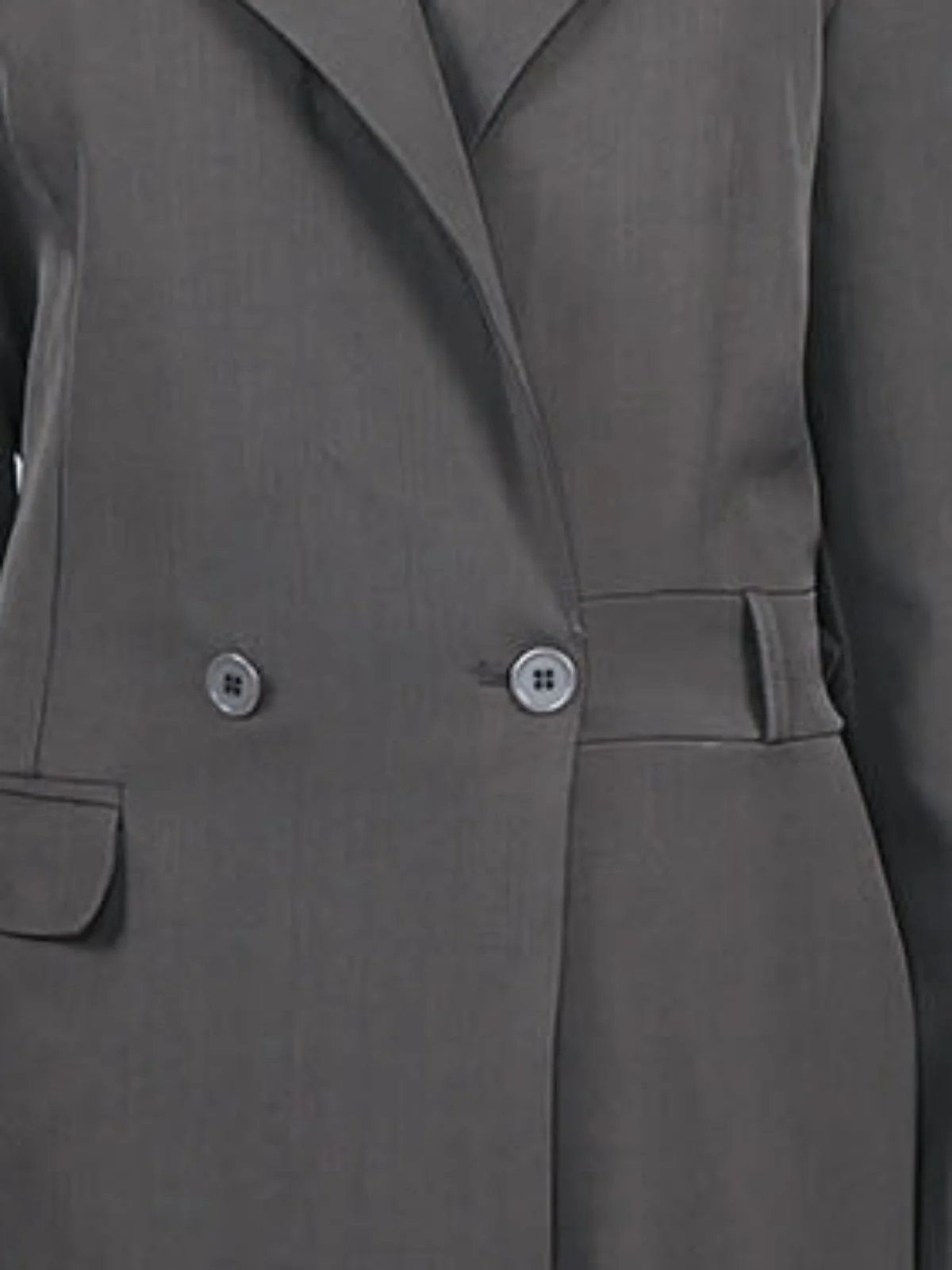 Odette Grey Suiting fabric Solid Overcoat For Women - Image 6
