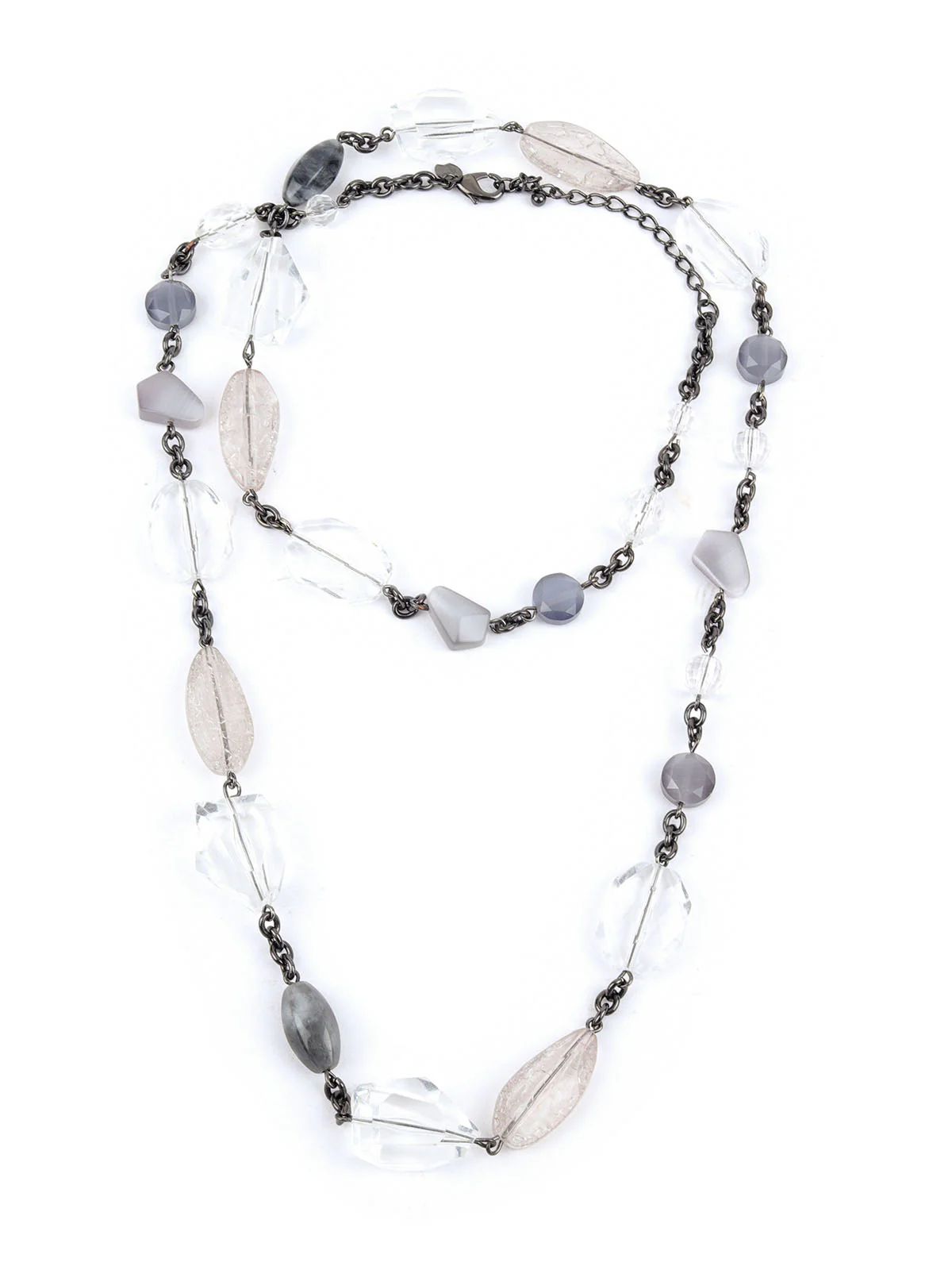 Odette Grey & Transparent Alloy Embellished Neckpiece For Women - Image 4