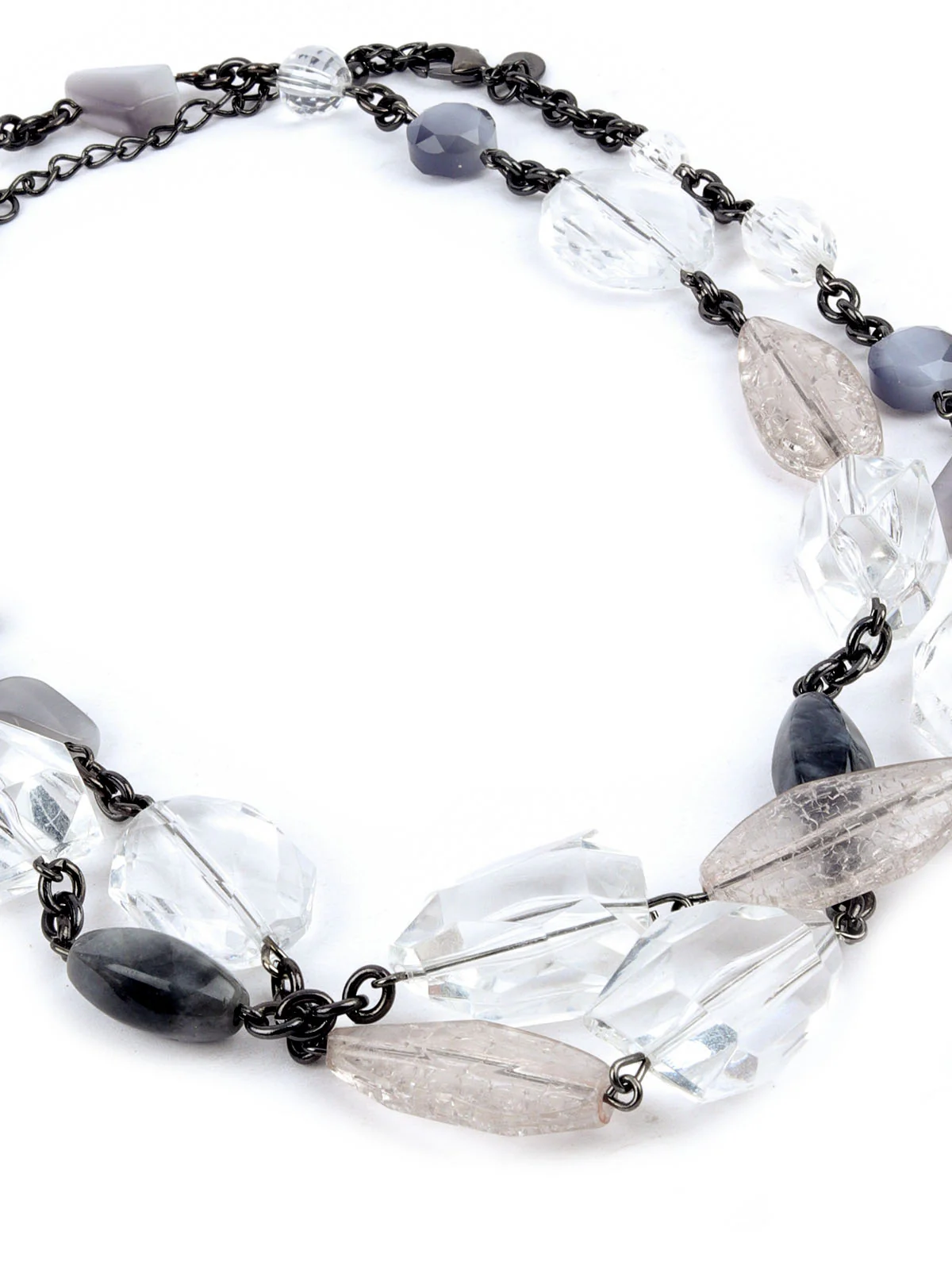 Odette Grey & Transparent Alloy Embellished Neckpiece For Women - Image 5
